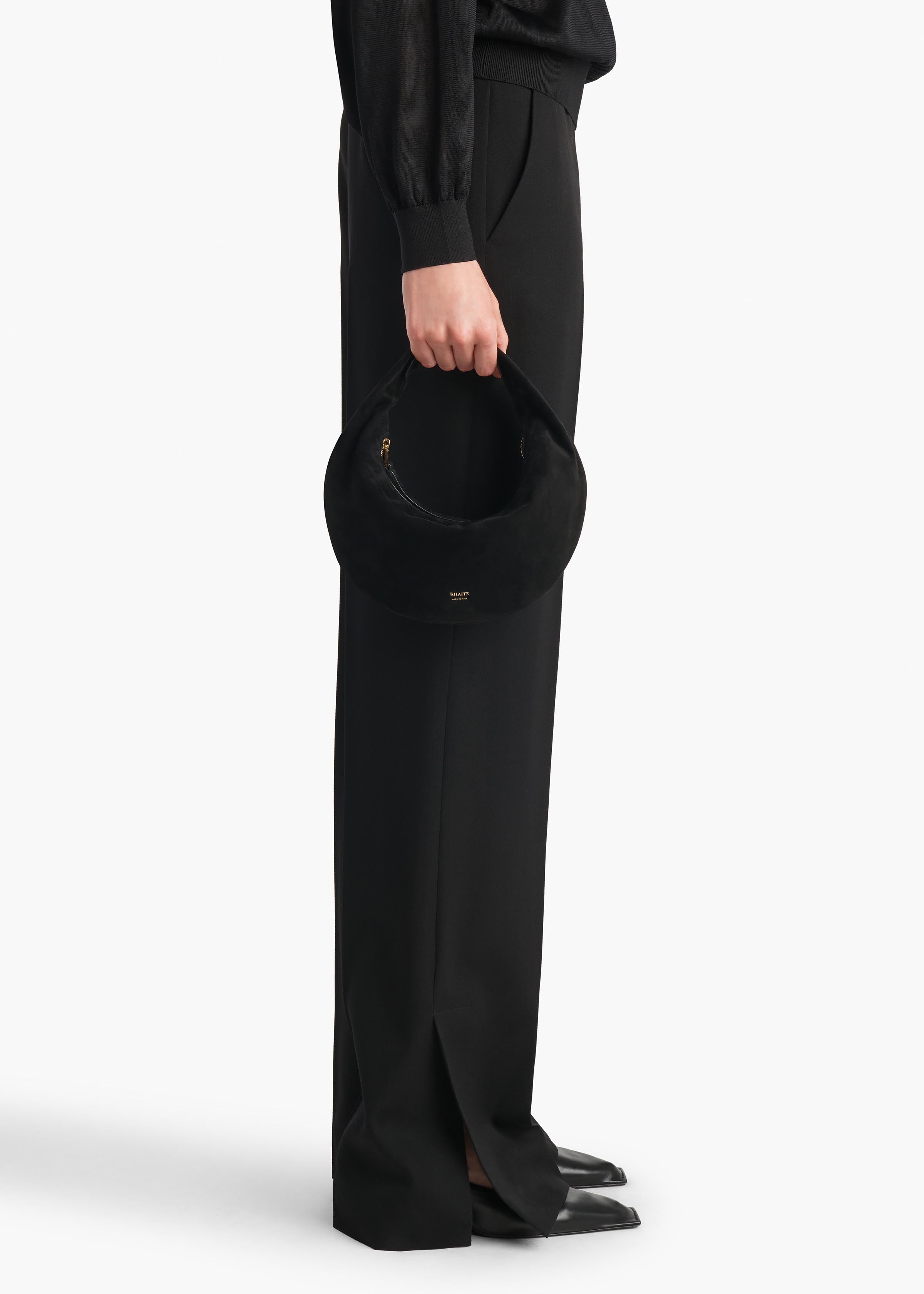KHAITE - Mini Olivia Hobo in Black Suede