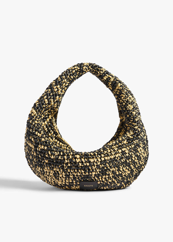 OLIVIA RAFFIA HOBO MEDIUM BLACK WHITE H6019 744 294 A