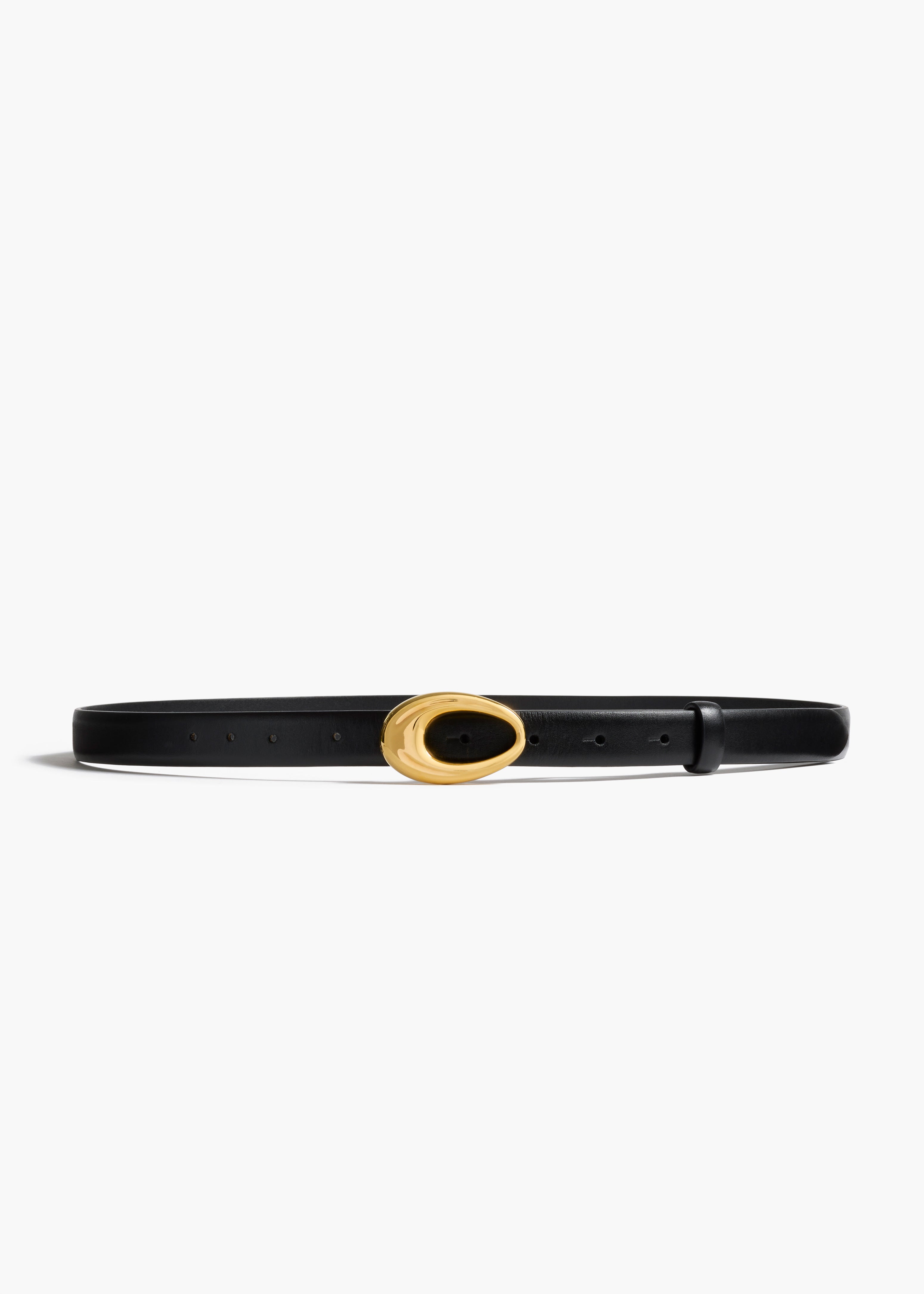 Olivia Belt in Black Leather with Gold FLAT VIEW