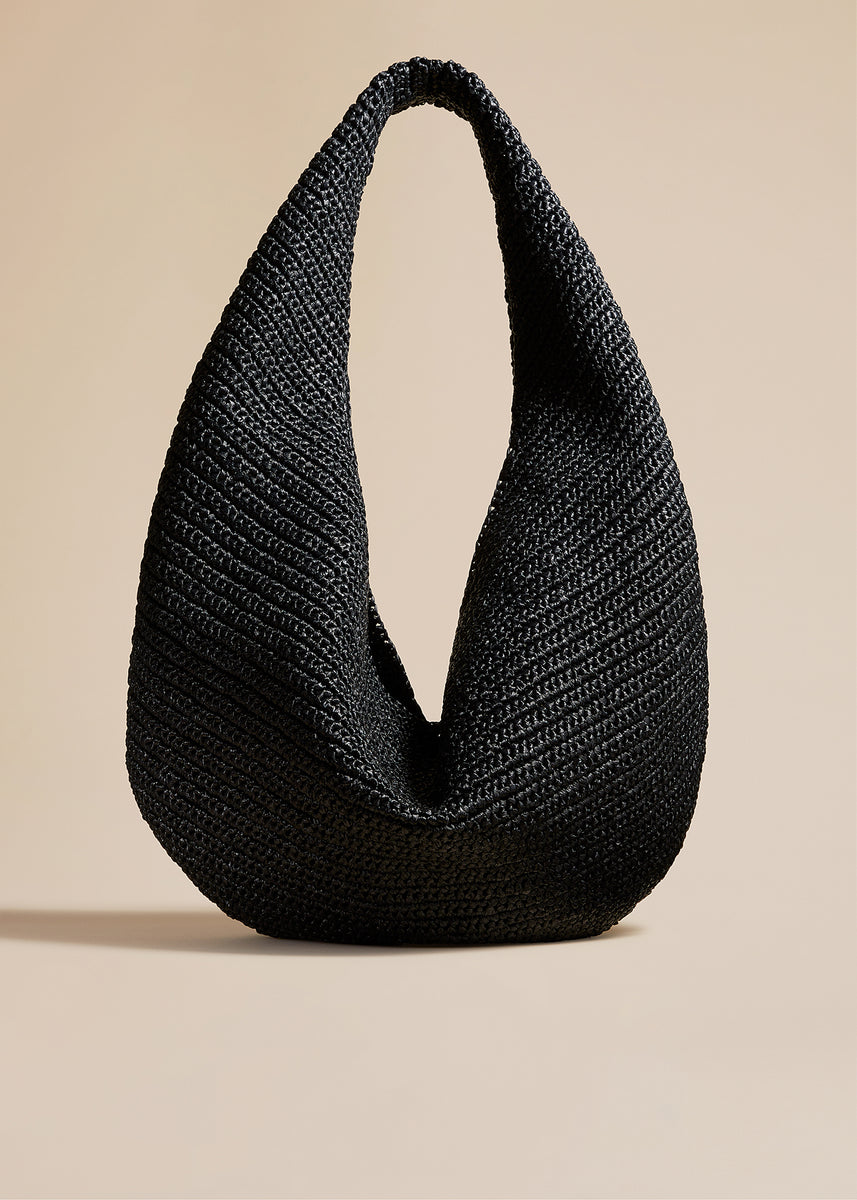 The Large Olivia Hobo in Black Raffia– KHAITE