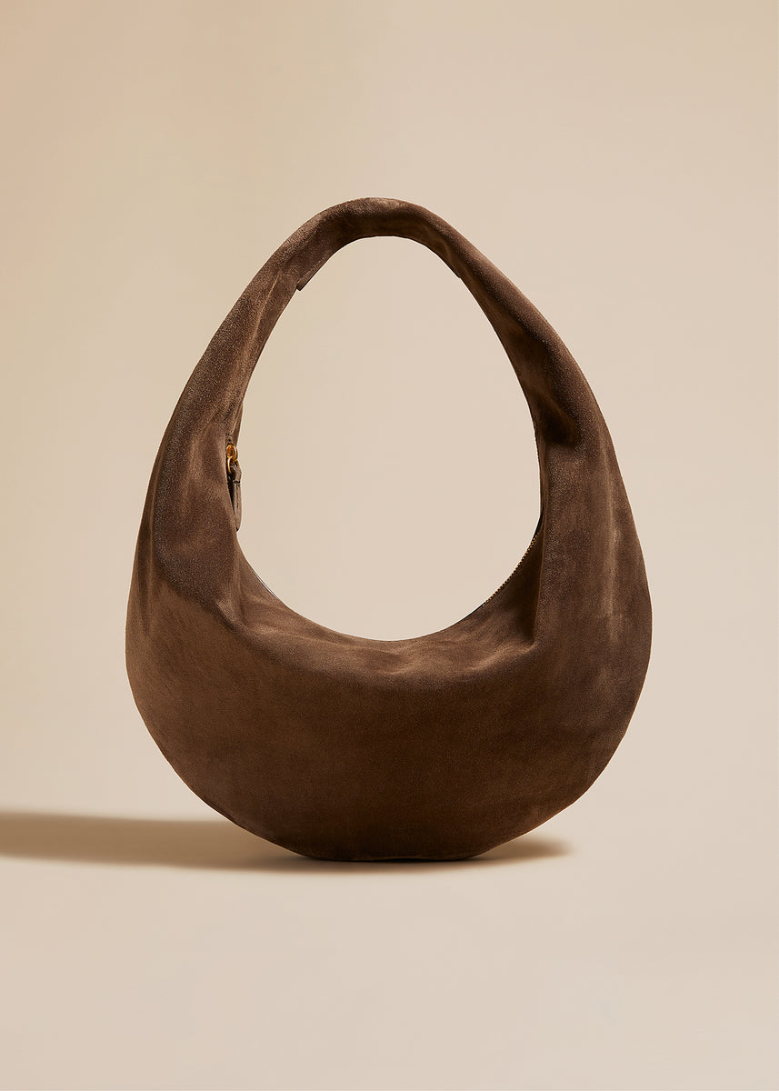 The Medium Olivia Hobo in Toffee Suede– KHAITE