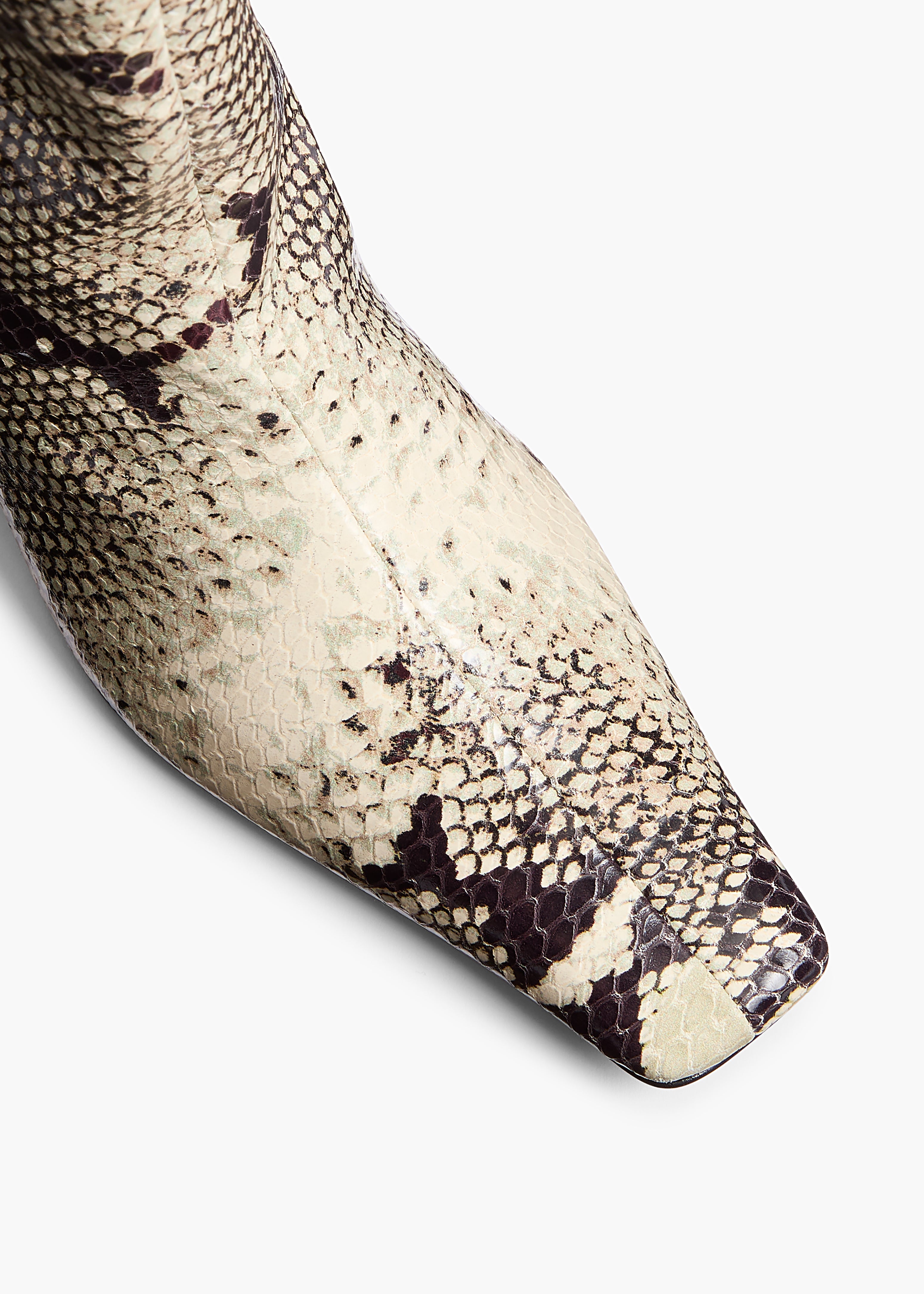 Ona Knee-High Boot in Natural Python-Embossed Leather OVERHEAD VIEW