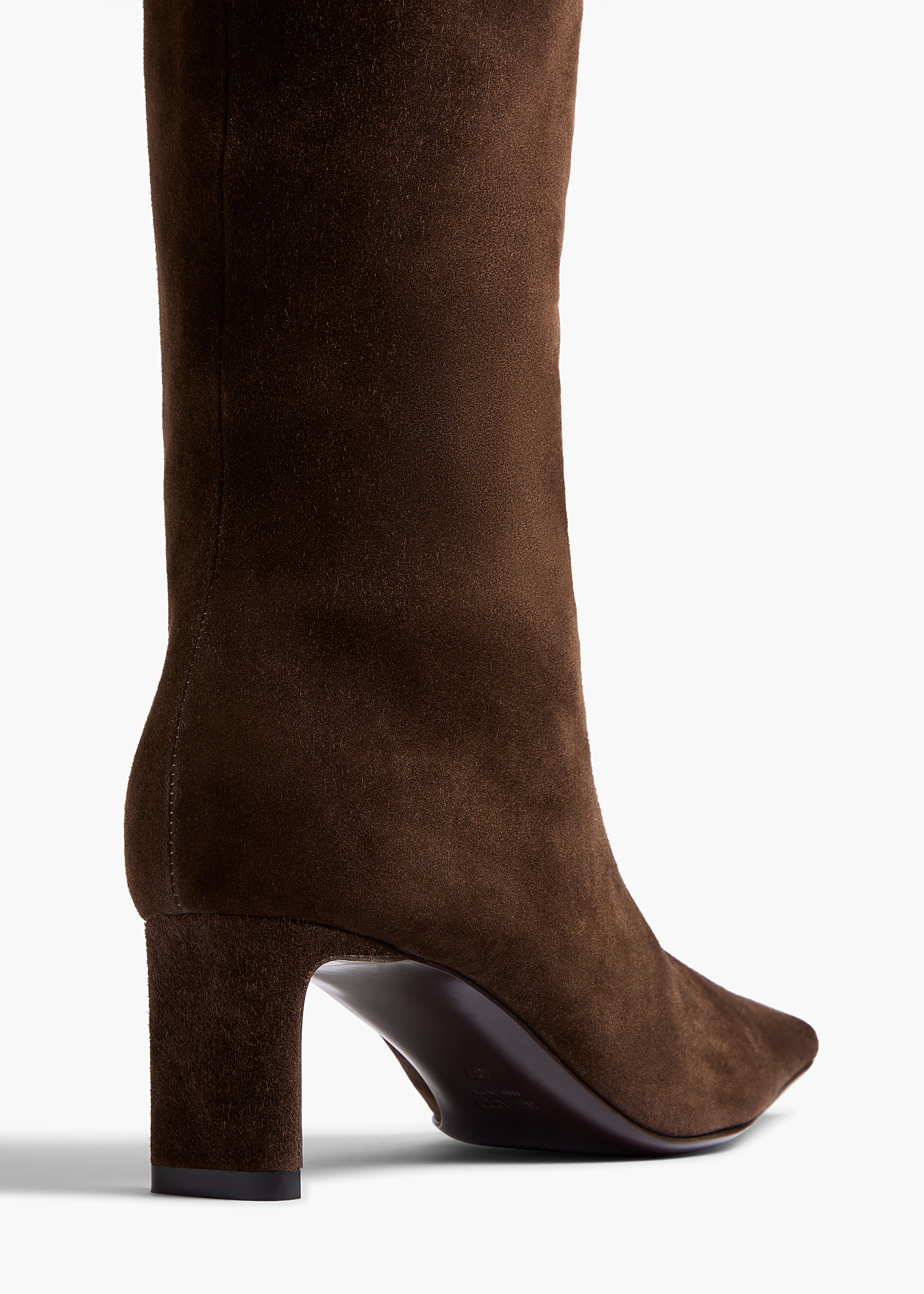 Ona Knee-High Boot in Ebano Suede BACK VIEW
