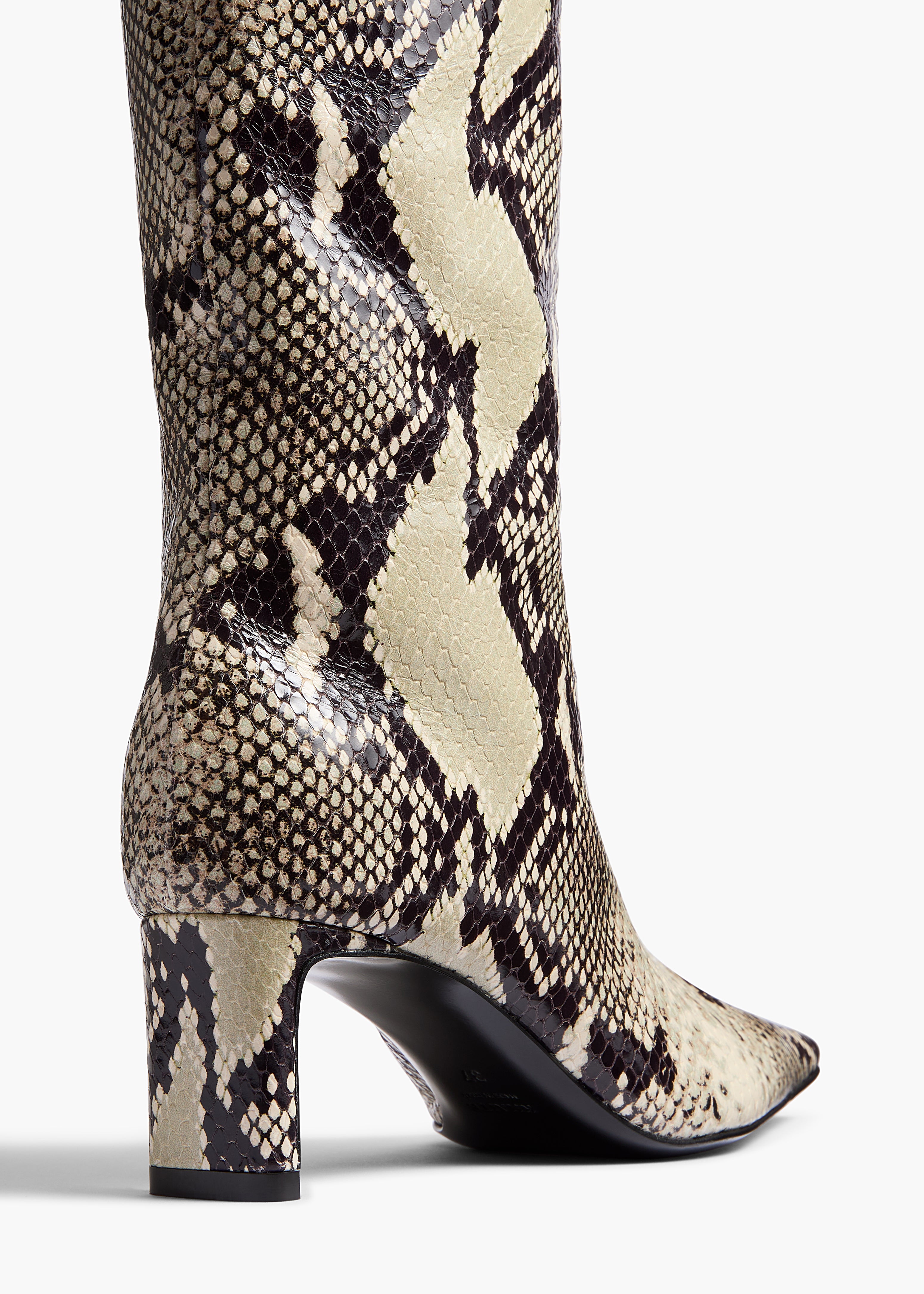 Ona Knee-High Boot in Natural Python-Embossed Leather BACK VIEW