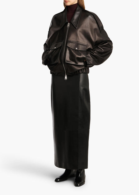 Owey Jacket in Black Leather STYLED VIEW