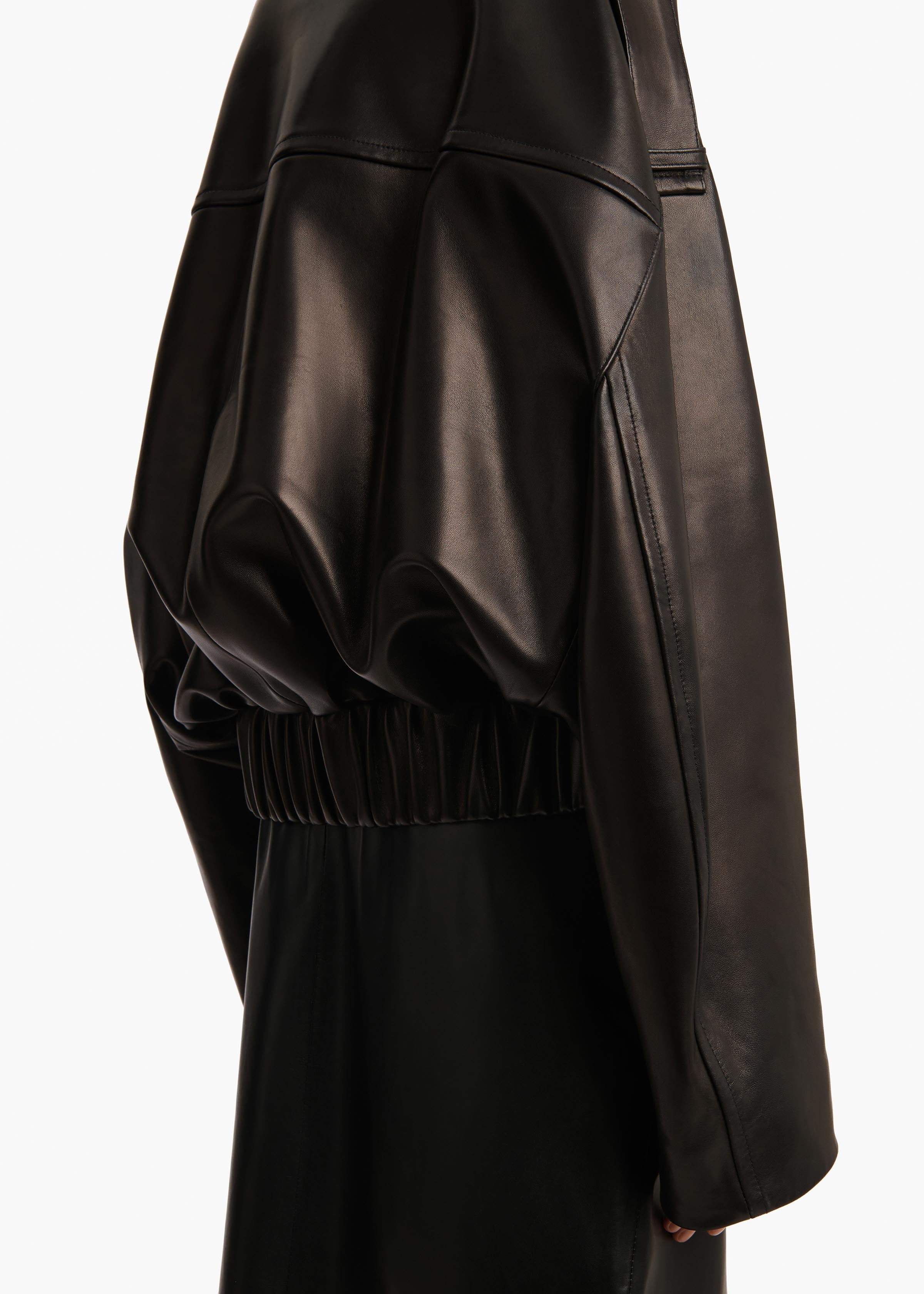 Owey Jacket in Black Leather DETAILED VIEW 2