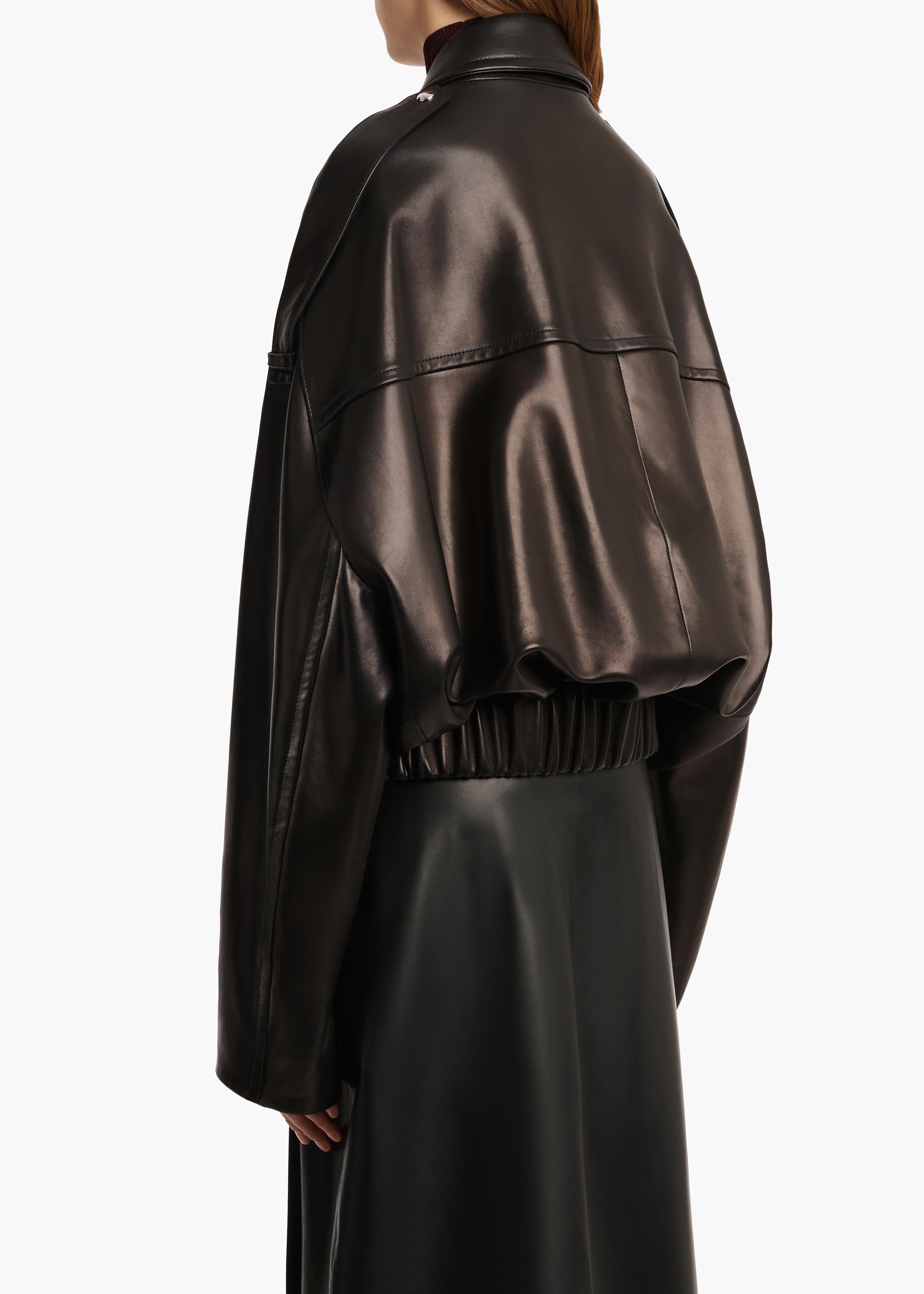 Owey Jacket in Black Leather BACK VIEW