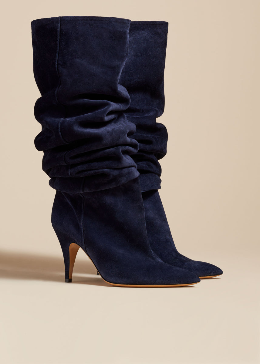 Navy blue slouch boots Clearance