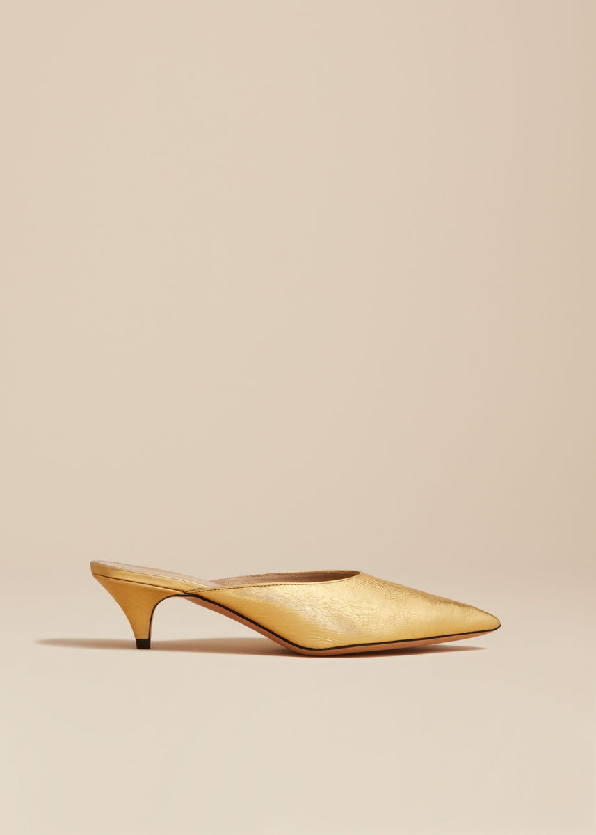 The River Mule in Gold Metallic Leather– KHAITE