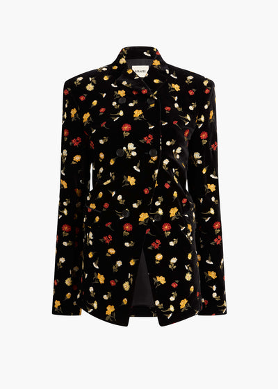 Rolo Jacket in Black Flower Embroidery