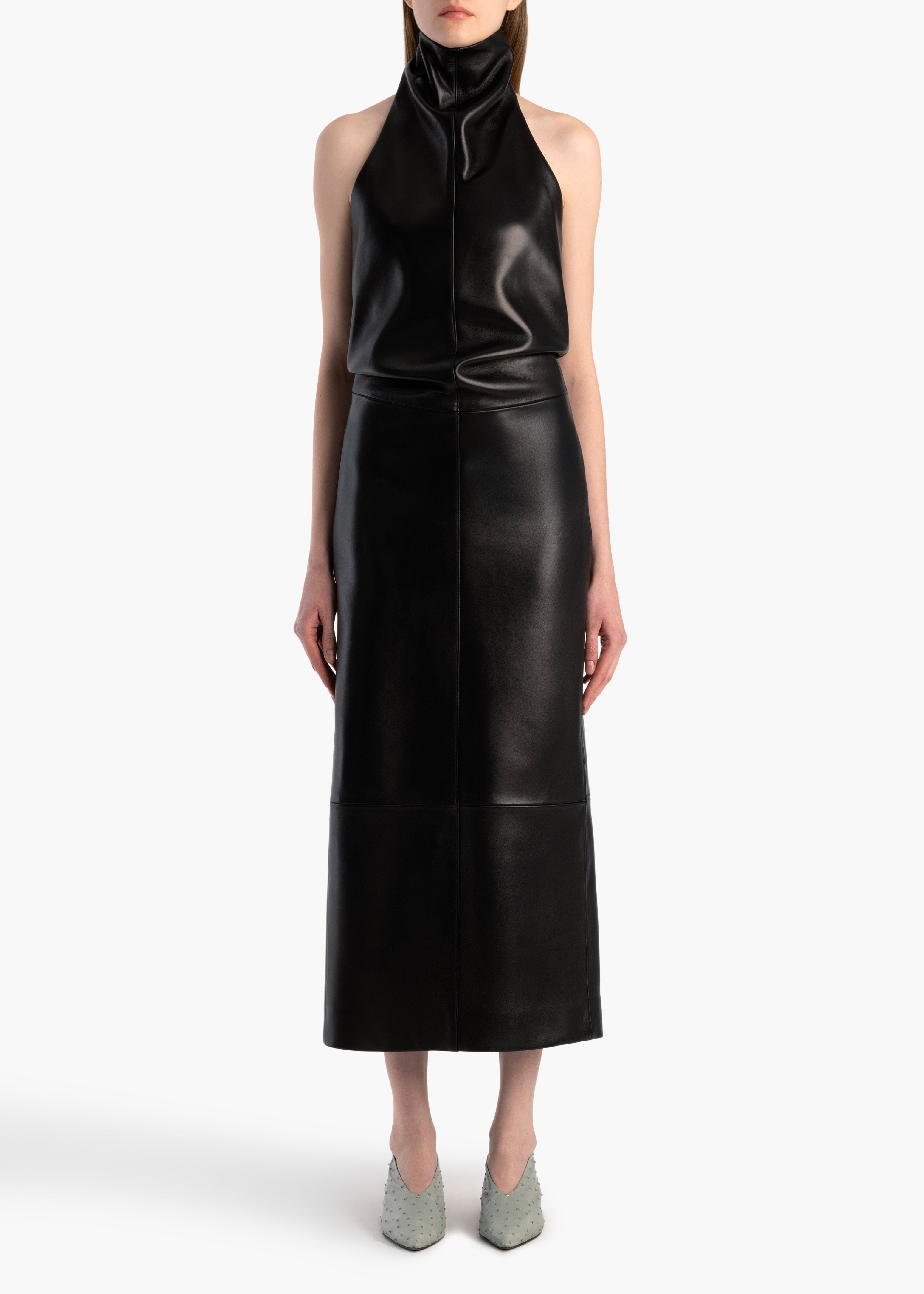 KHAITE - Roxanne Dress in Black Leather