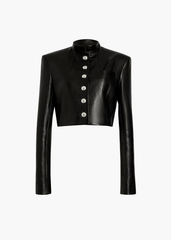 Samuelson Jacket in Black Leather FLAT VIEW
