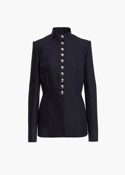 SAMUEL JACKET IN NAVY AND WHITE STRIPES FLAT VIEW