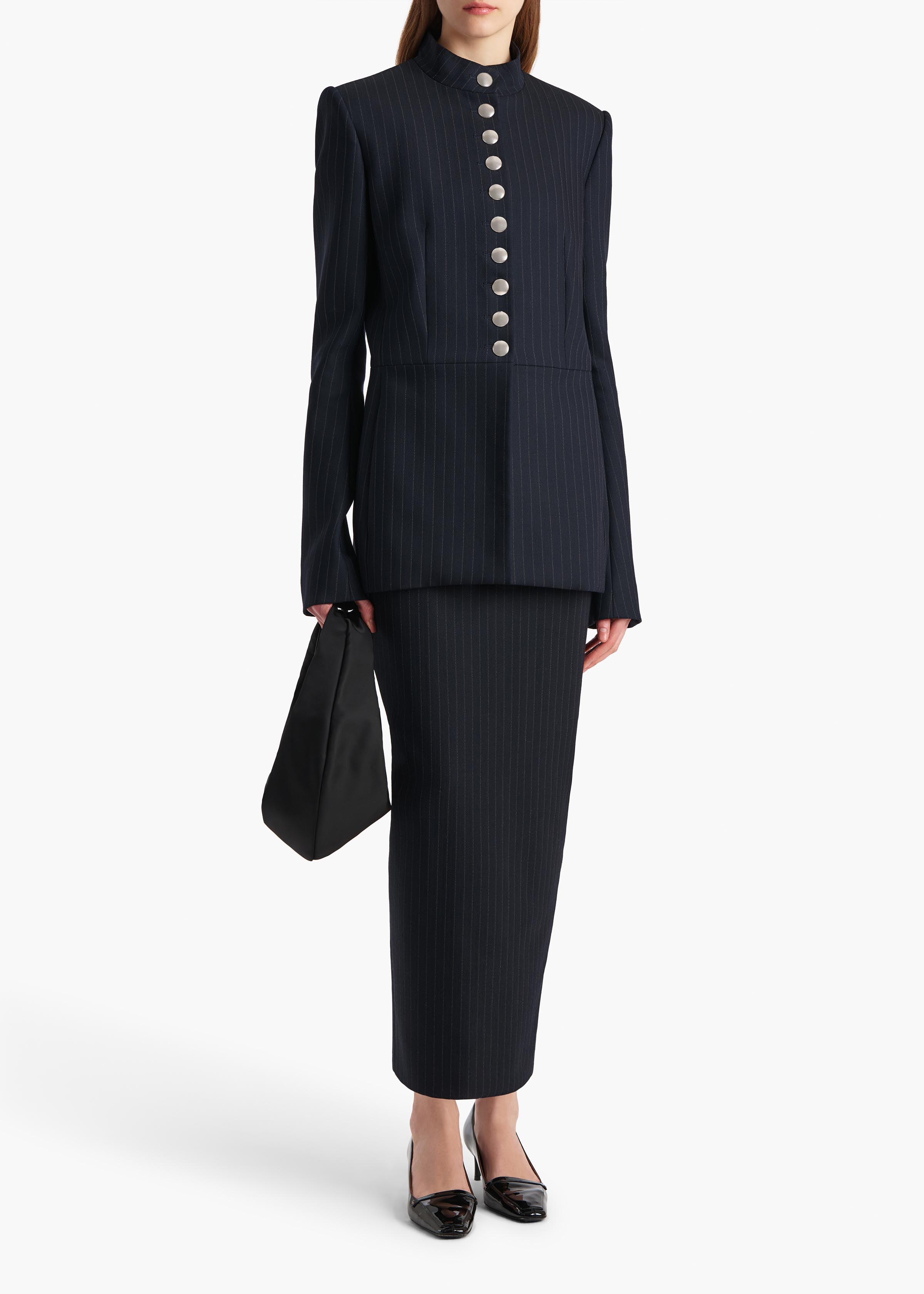 Loxley Skirt in Navy and White Stripe STYLED VIEW