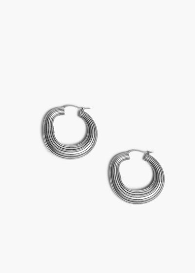 Santa Fe Hoop Earrings in Antique Silver
