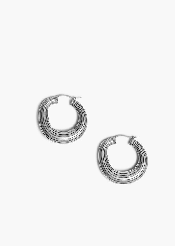 Santa Fe Hoop Earrings in Antique Silver