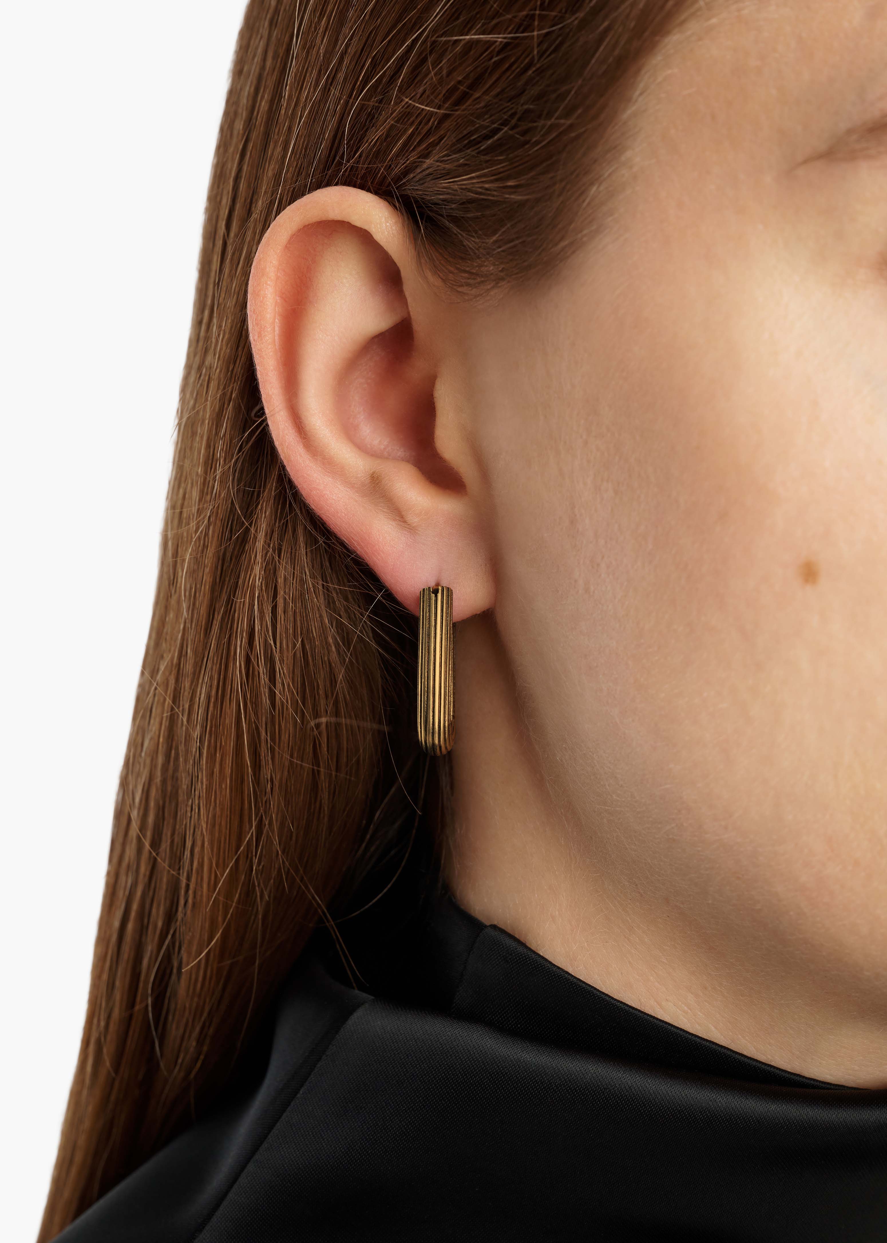 KHAITE - Santa Fe Rectangular Earrings in Antique Gold