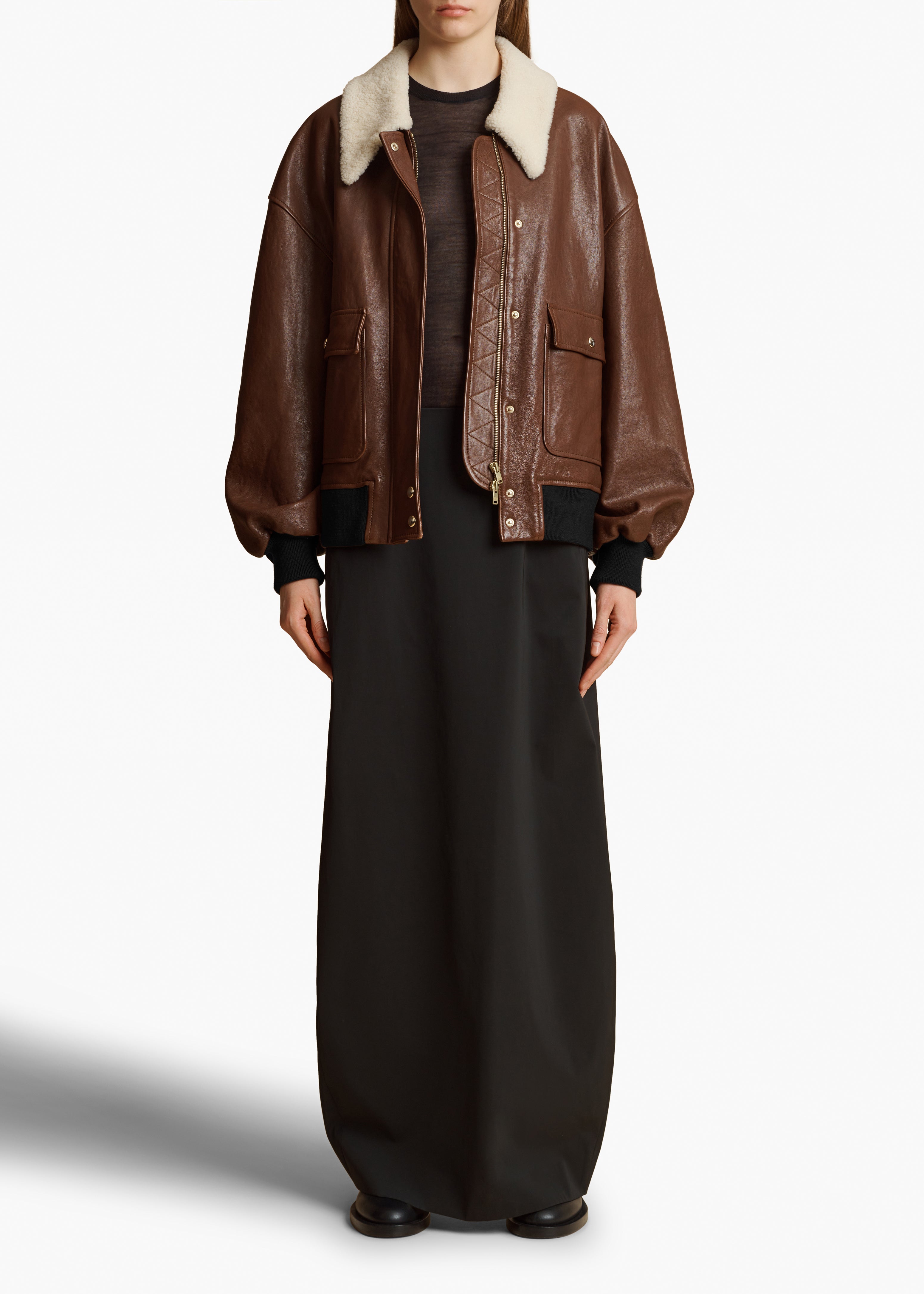 KHAITE - Shellar Jacket in Classic Brown Leather