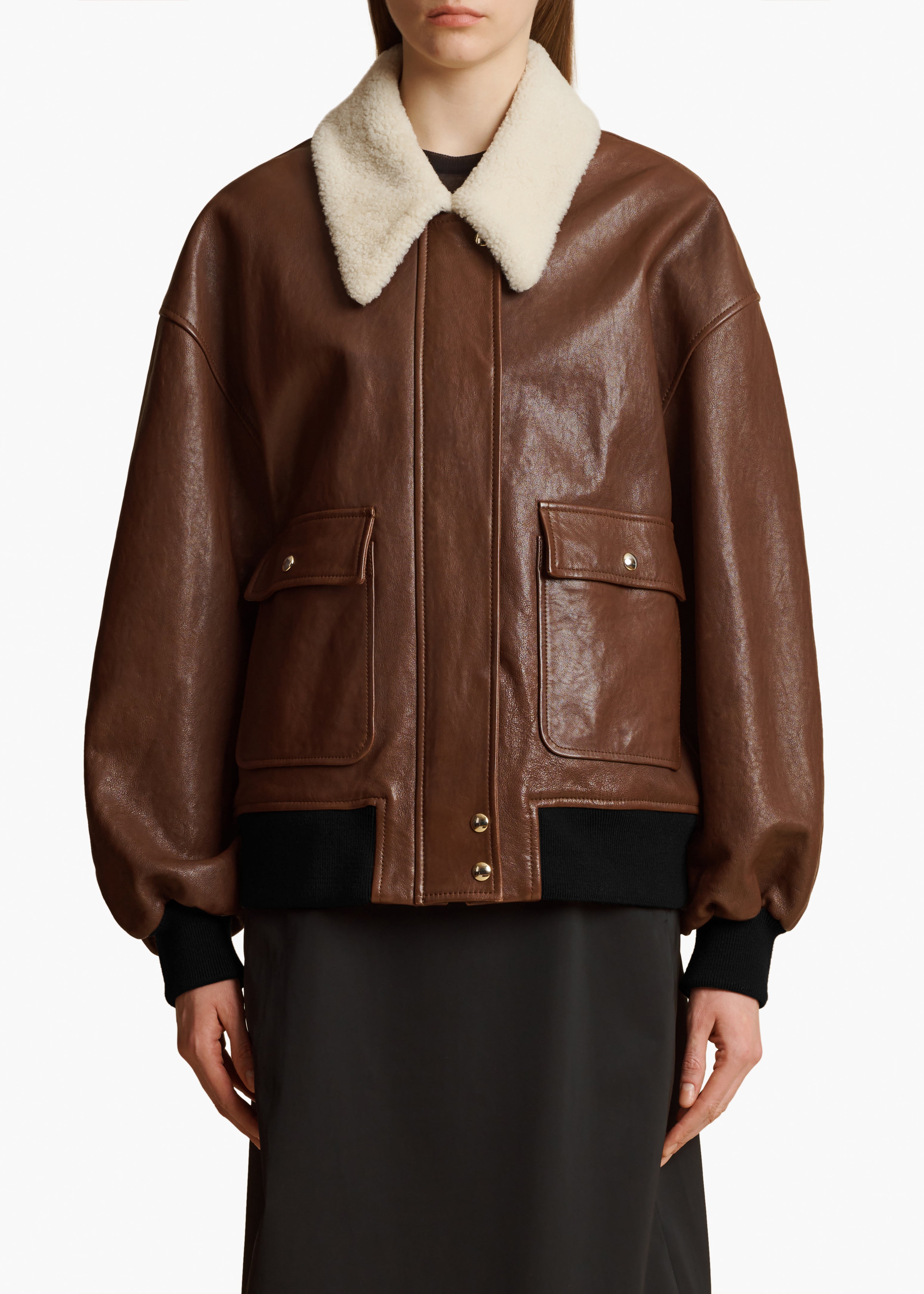 KHAITE - Shellar Jacket in Classic Brown Leather