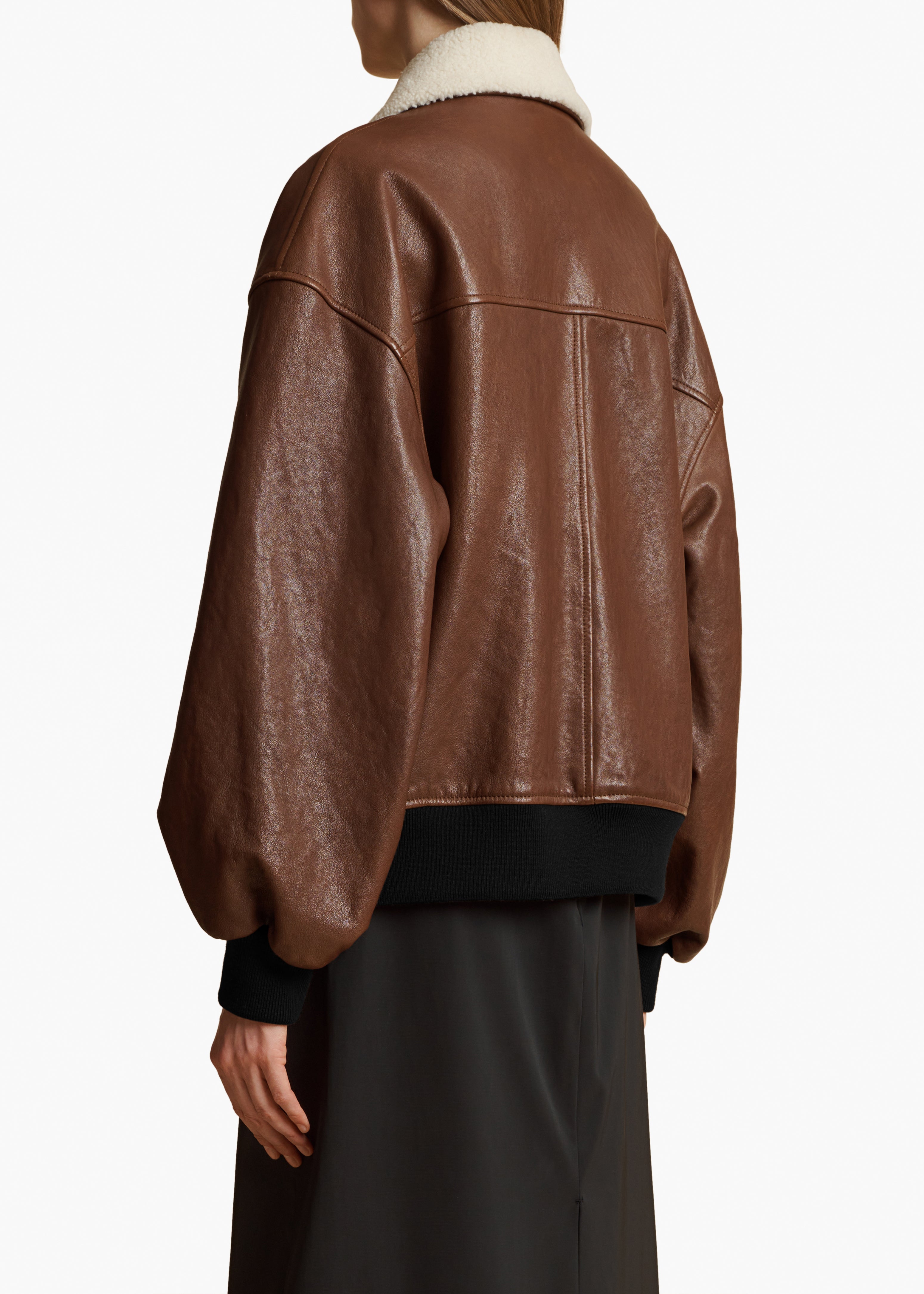 KHAITE - Shellar Jacket in Classic Brown Leather