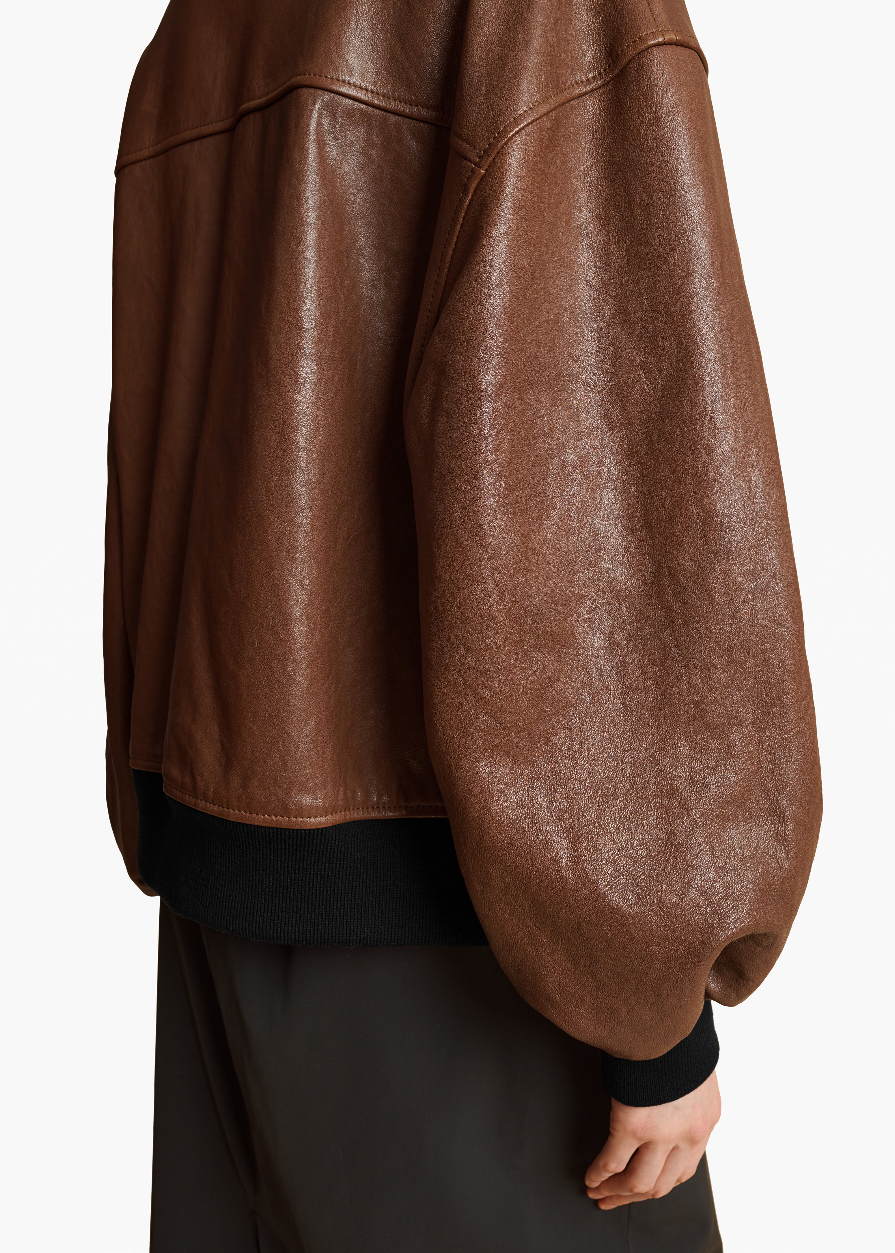 KHAITE - Shellar Jacket in Classic Brown Leather