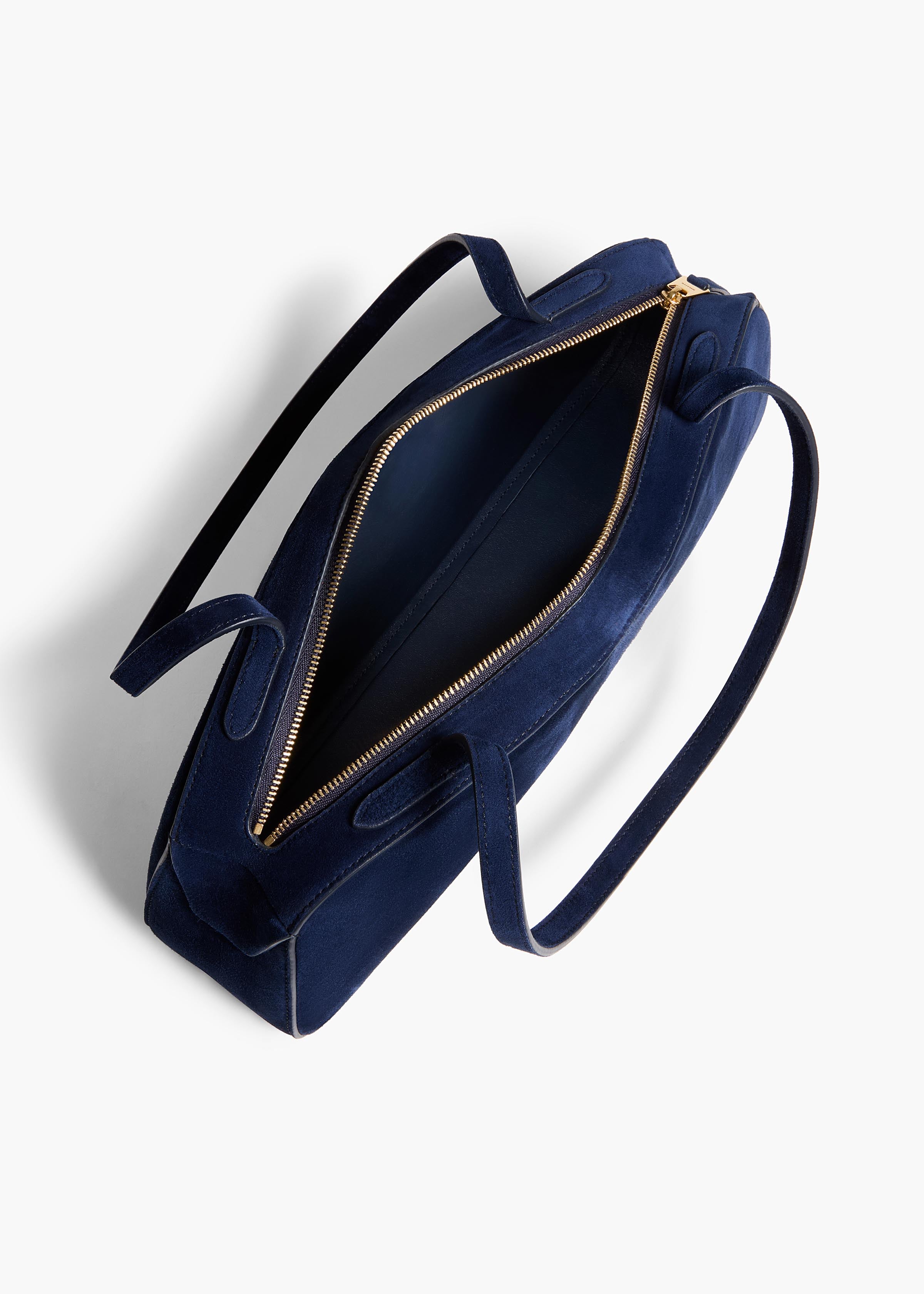 Simona Shoulder Bag in Midnight Suede OVERHEAD VIEW