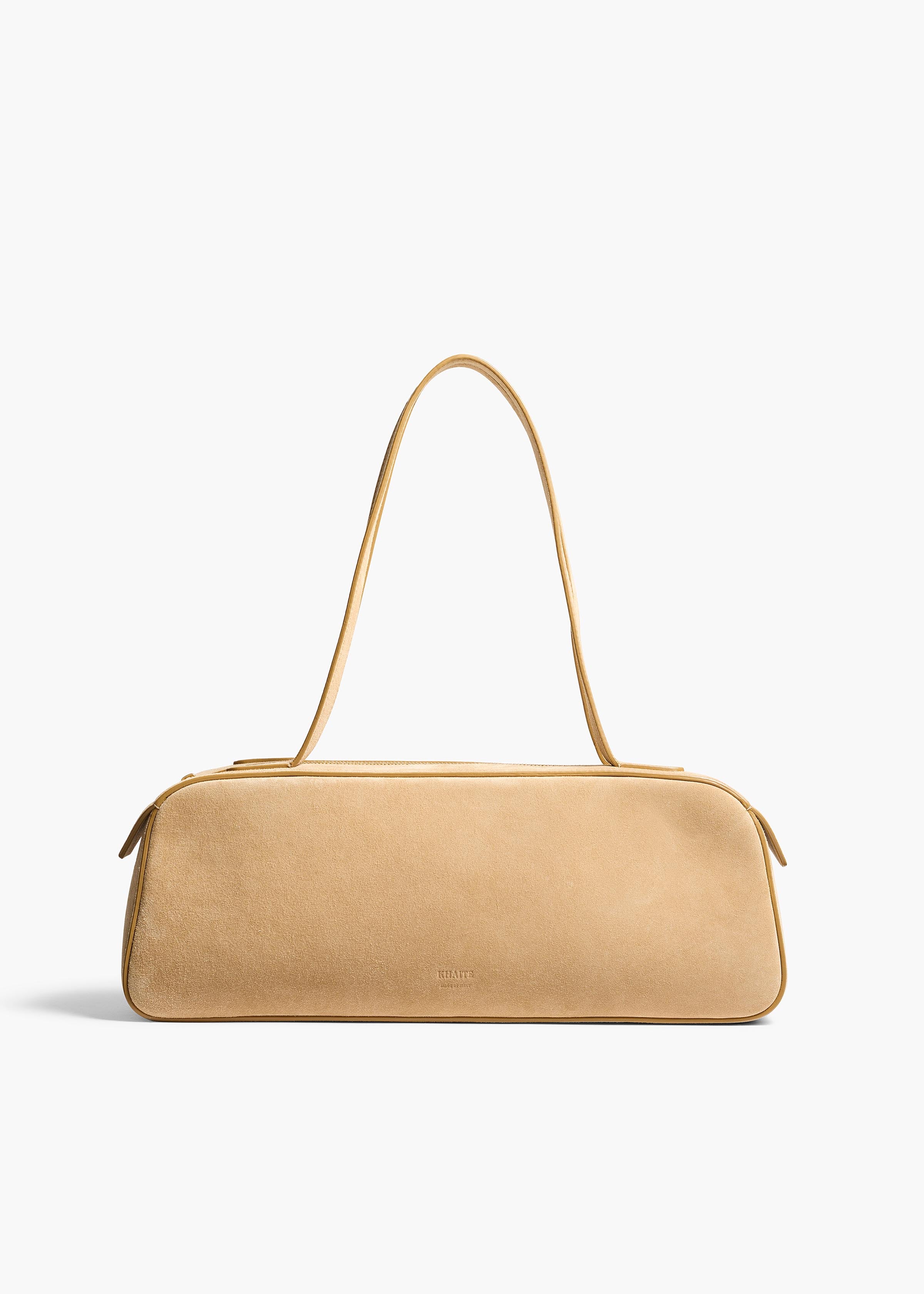 Simona Shoulder Bag in Wheat Suede FRONT VIEW