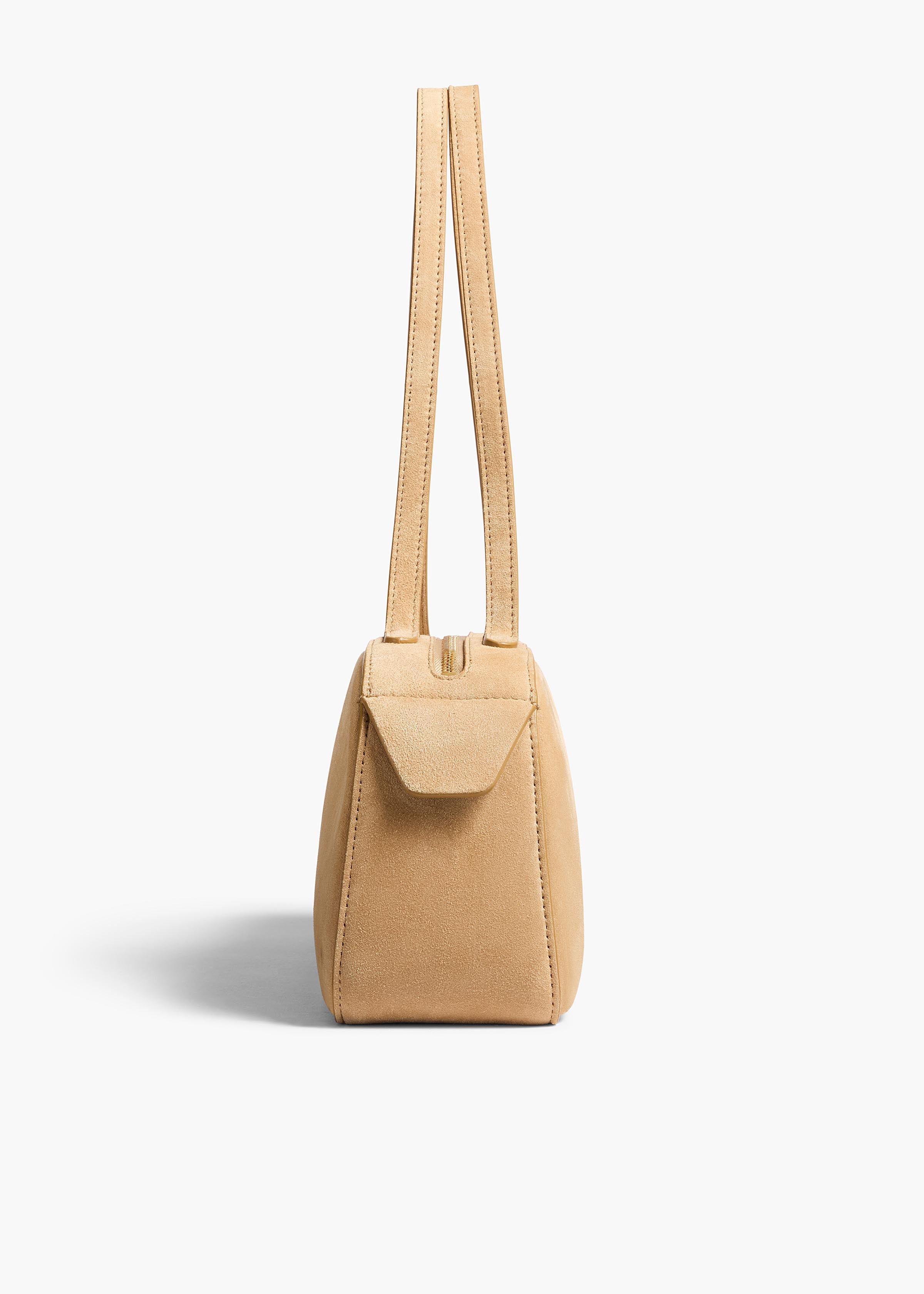 Simona Shoulder Bag in Wheat Suede SIDE VIEW