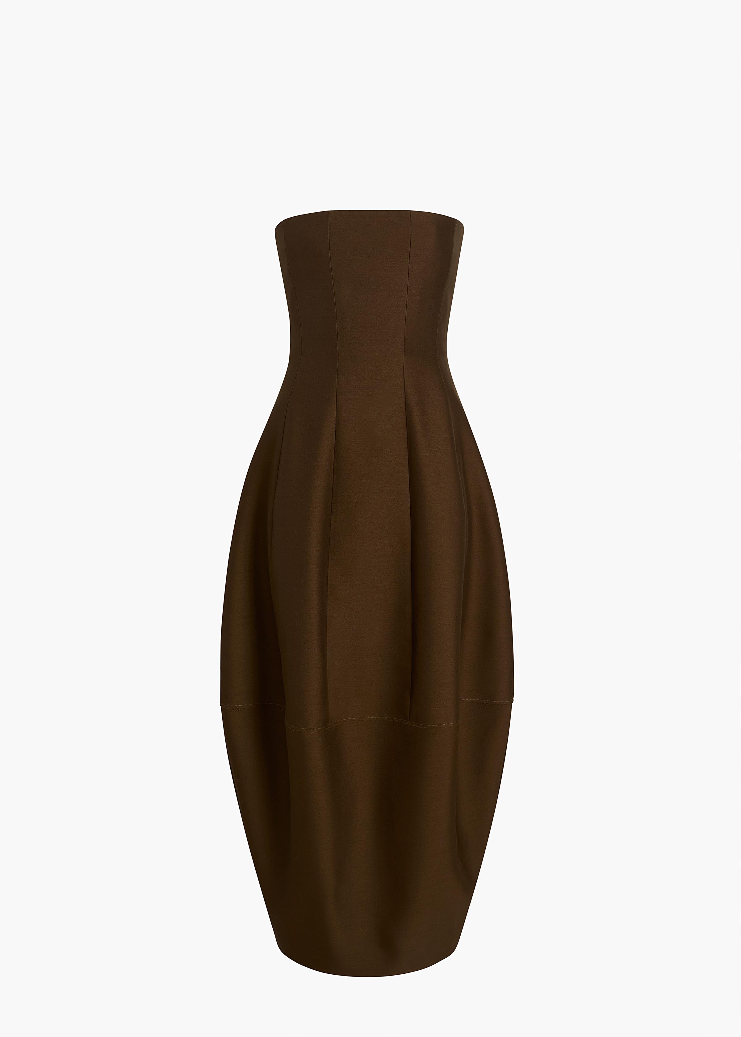khaite brown dress Stela in Dark Olive the perfect easter dress Style:Mini Sizes In Stock:AU M/10 richly textured wool suiting