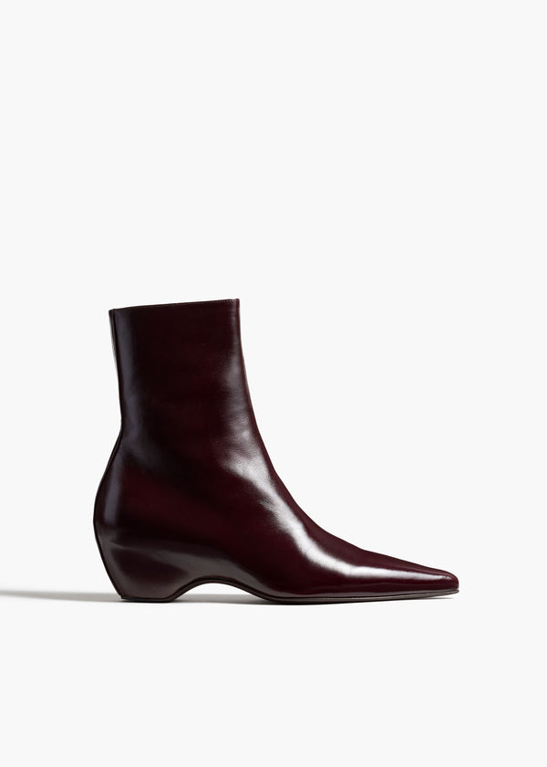 Sybil Ankle Boot in Bordeaux Glazed Leather FRONT VIEW