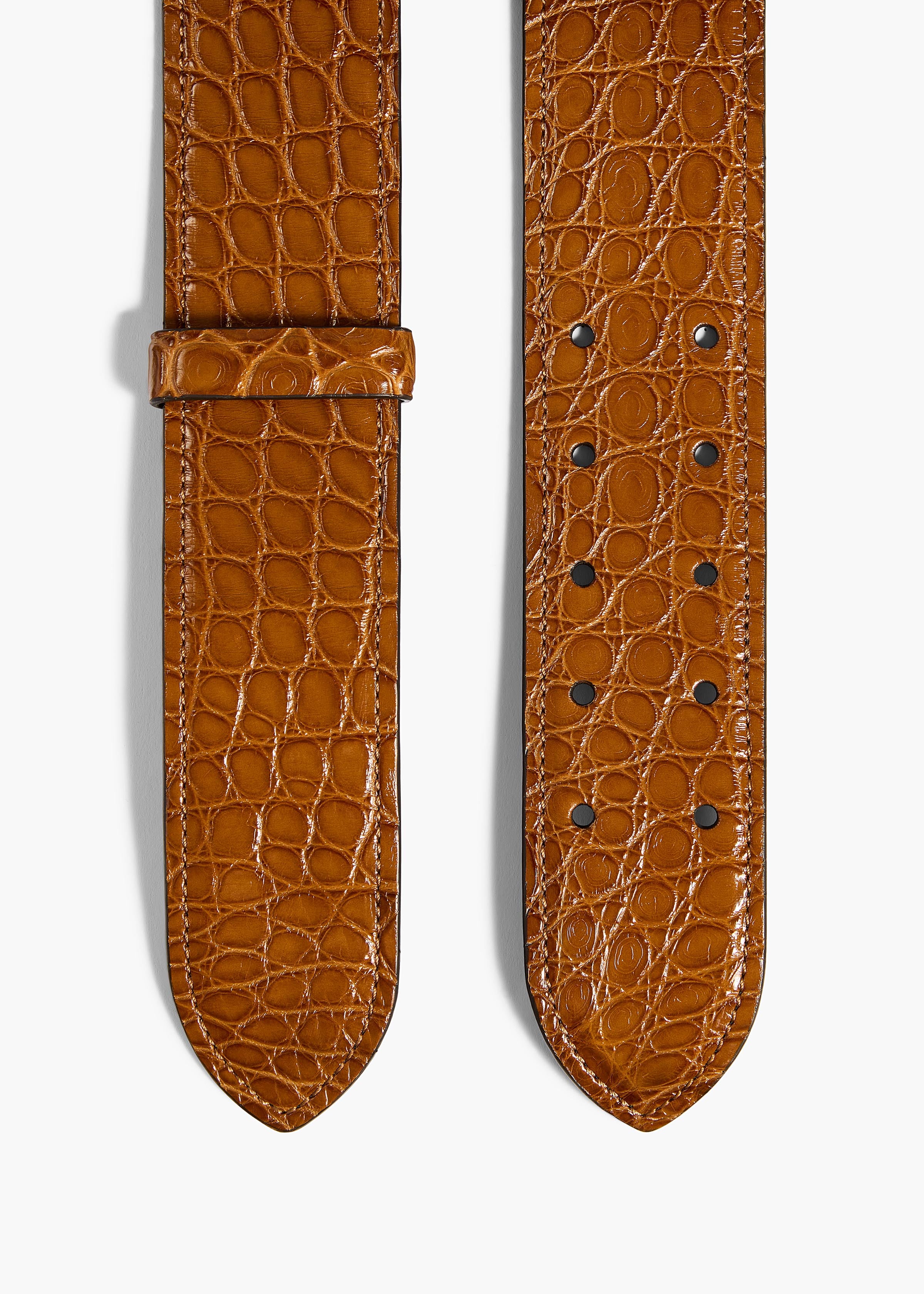 KHAITE - Theo Waist Belt in Dark Honey Alligator