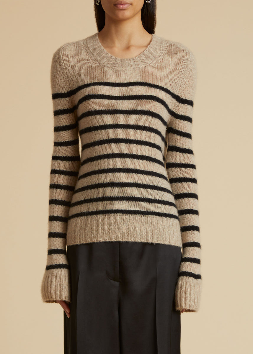 Tilda Sweater in Powder and Black Stripe– KHAITE