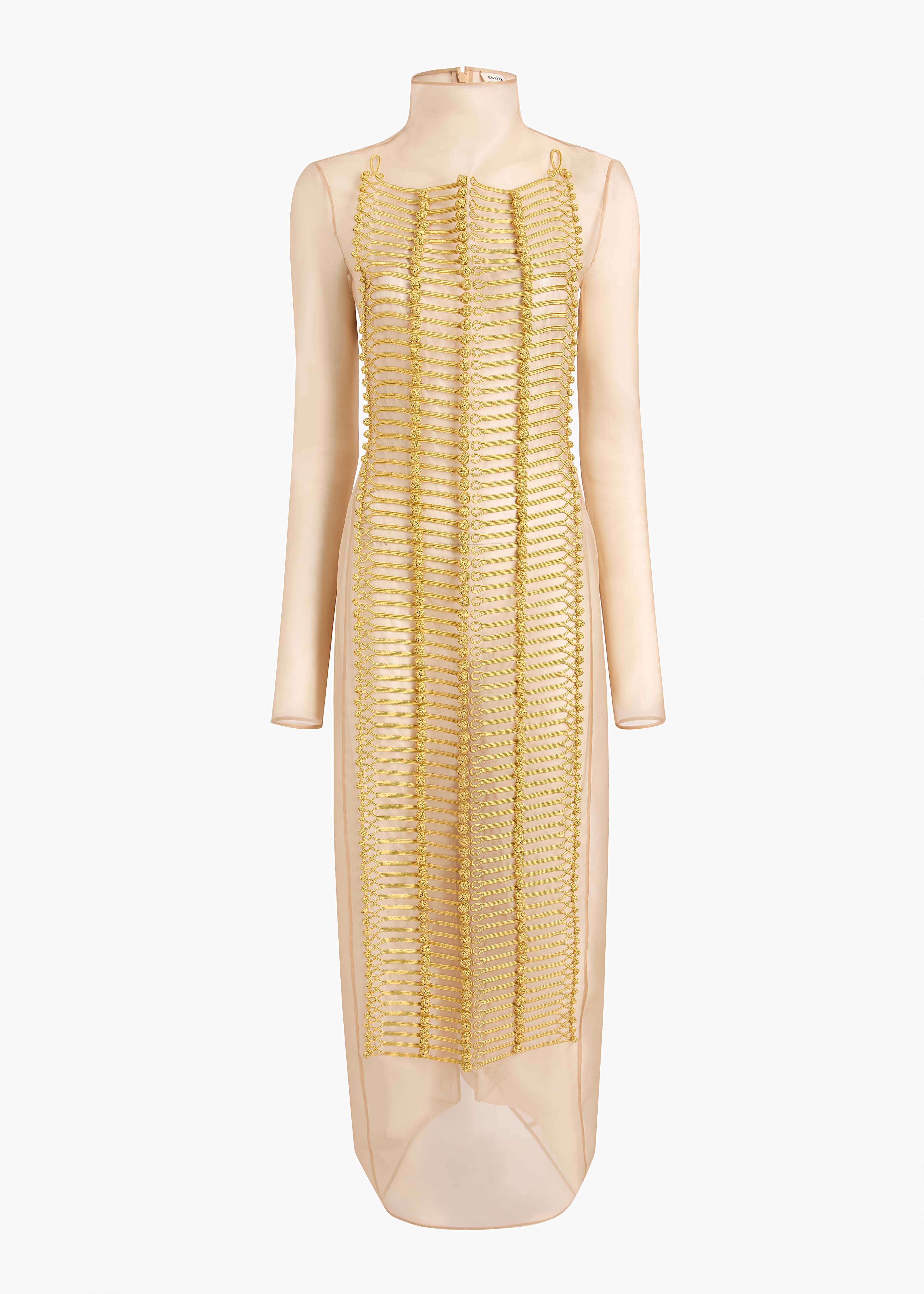 KHAITE - Toldo Dress in Beige with Ornamental Embroidery