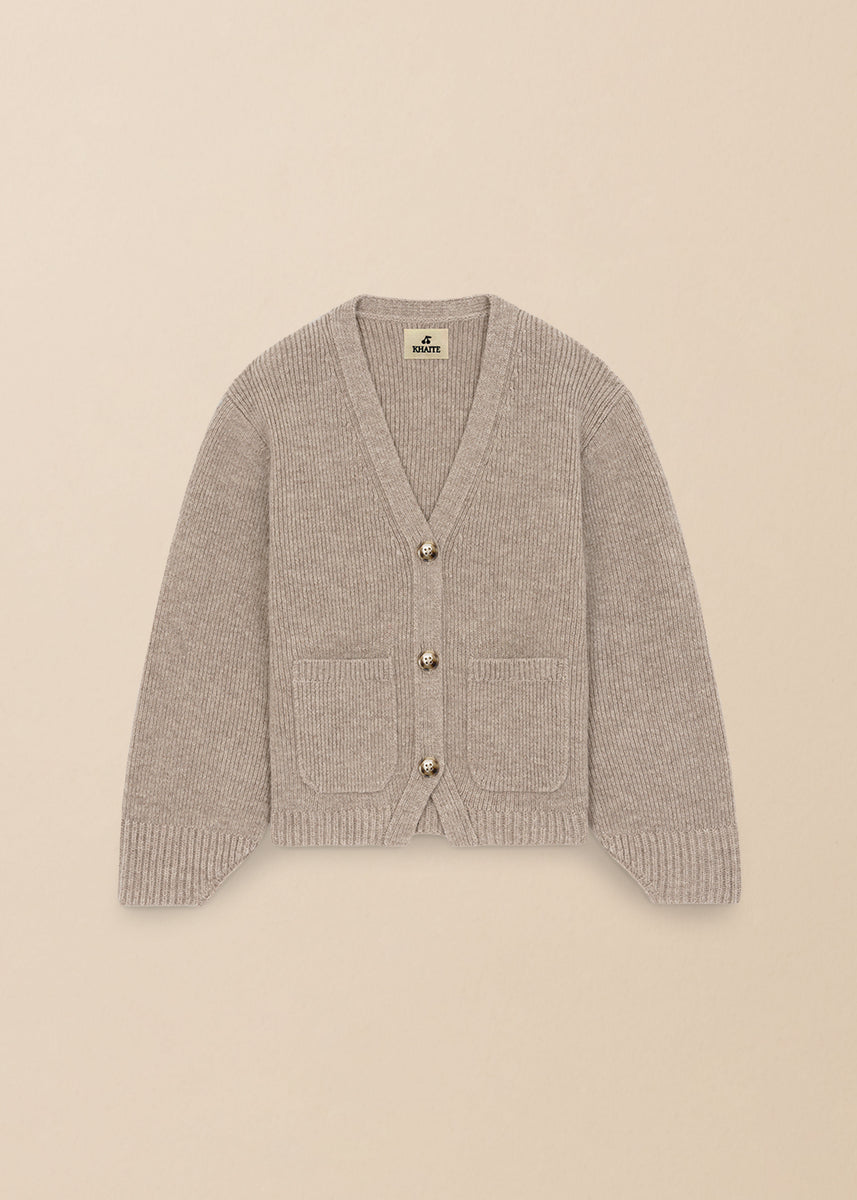 The KHAITE x Bonpoint Sienna Cardigan in Heathered Beige