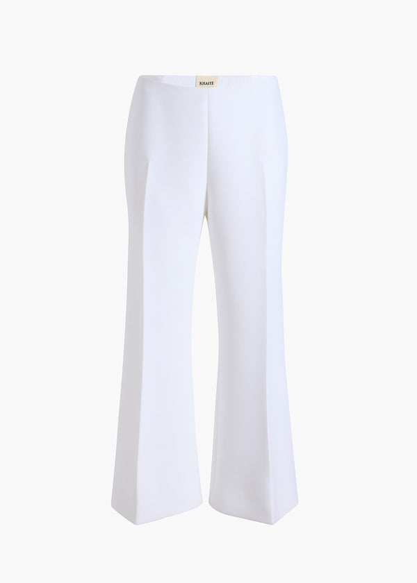 Walter Pant in Chalk Crepe FLAT VIEW