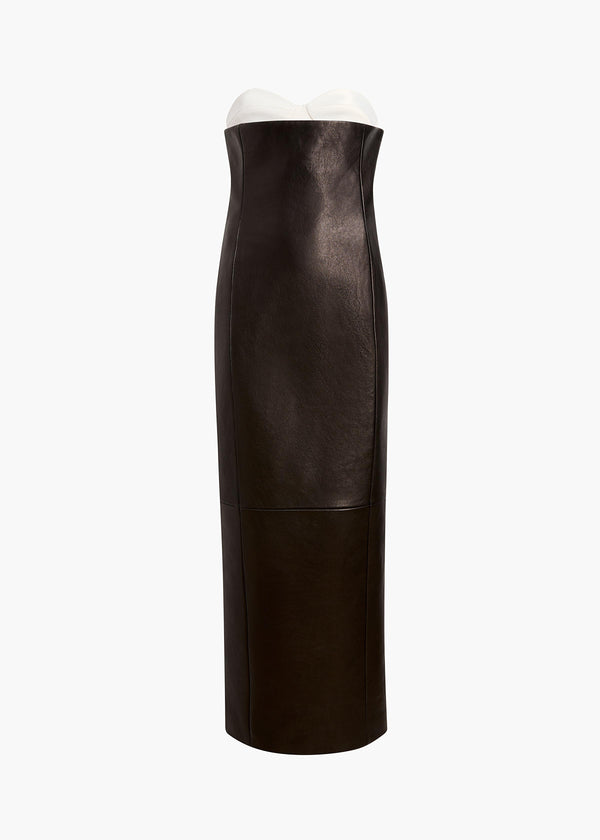 Yael Dress in Black Leather FLAT VIEW