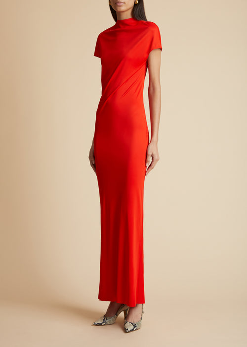 The Yenza Dress in Fire Red