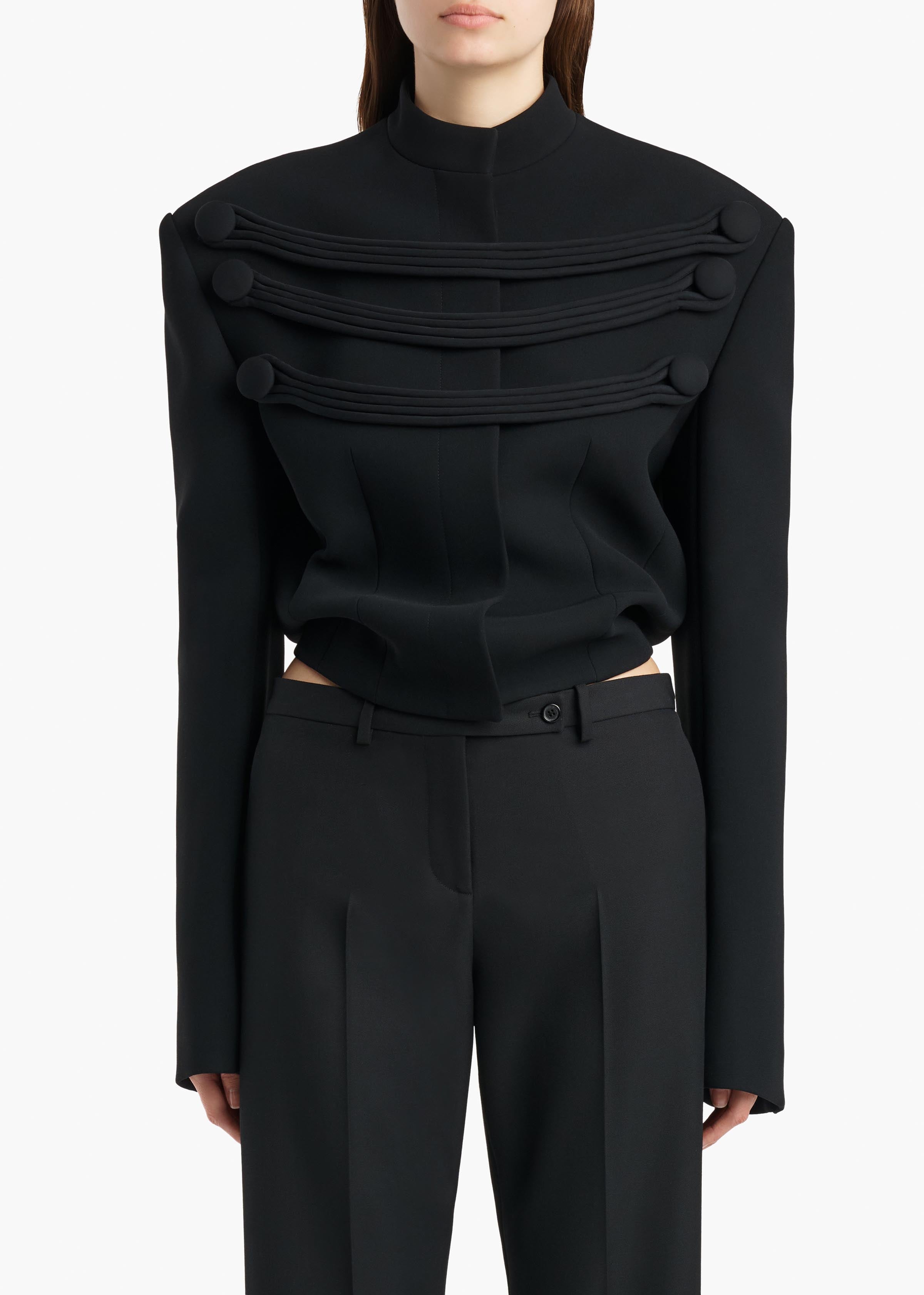 KHAITE - York Jacket with Cord Embroidery in Black