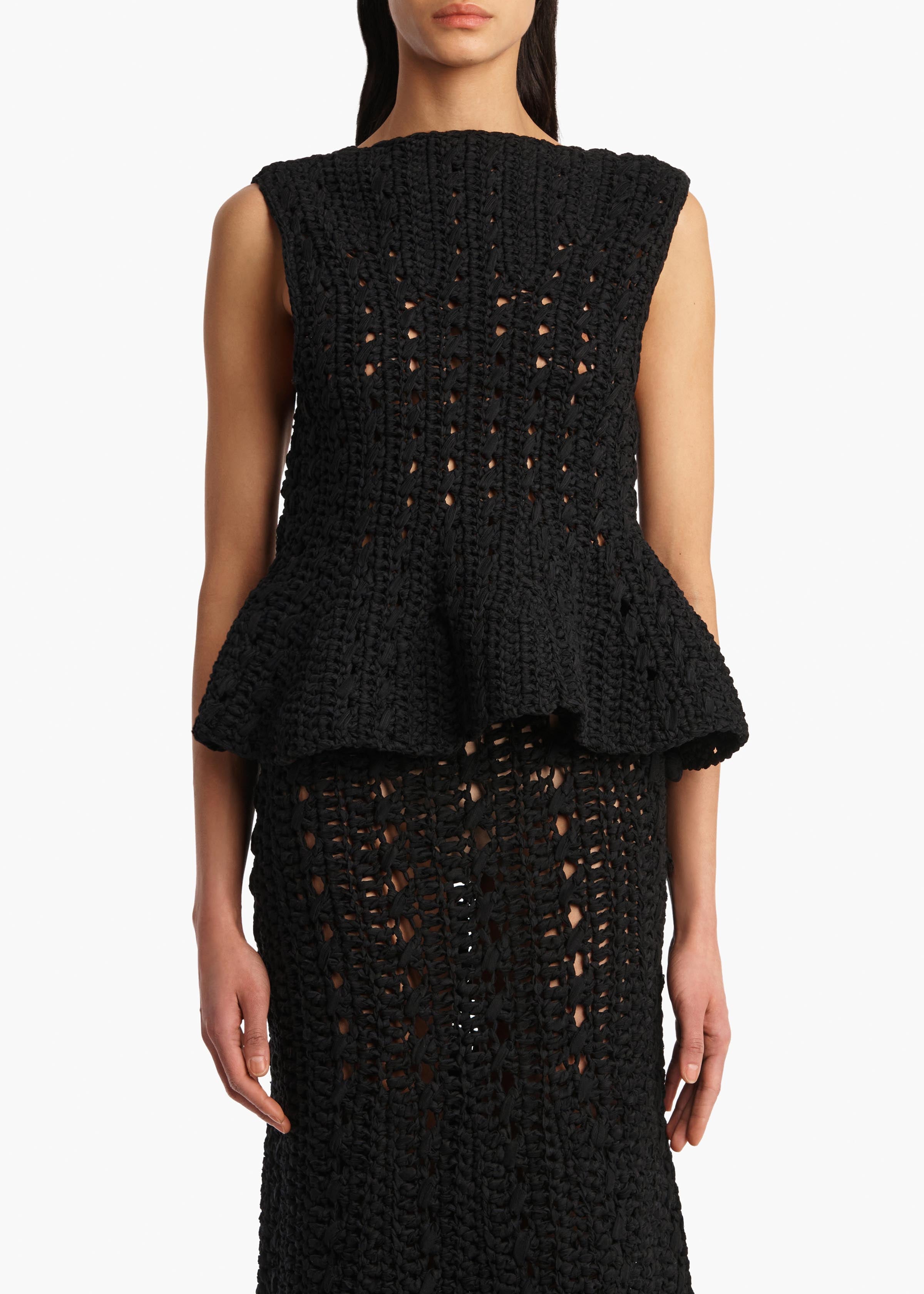 Yuka Top in Black FRONT VIEW