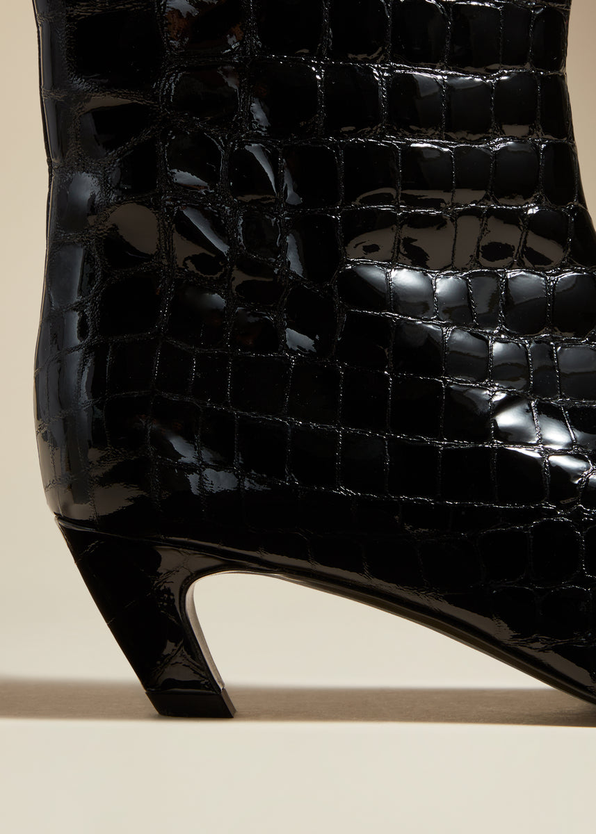 Stylist - Croc-Embossed Leather Black