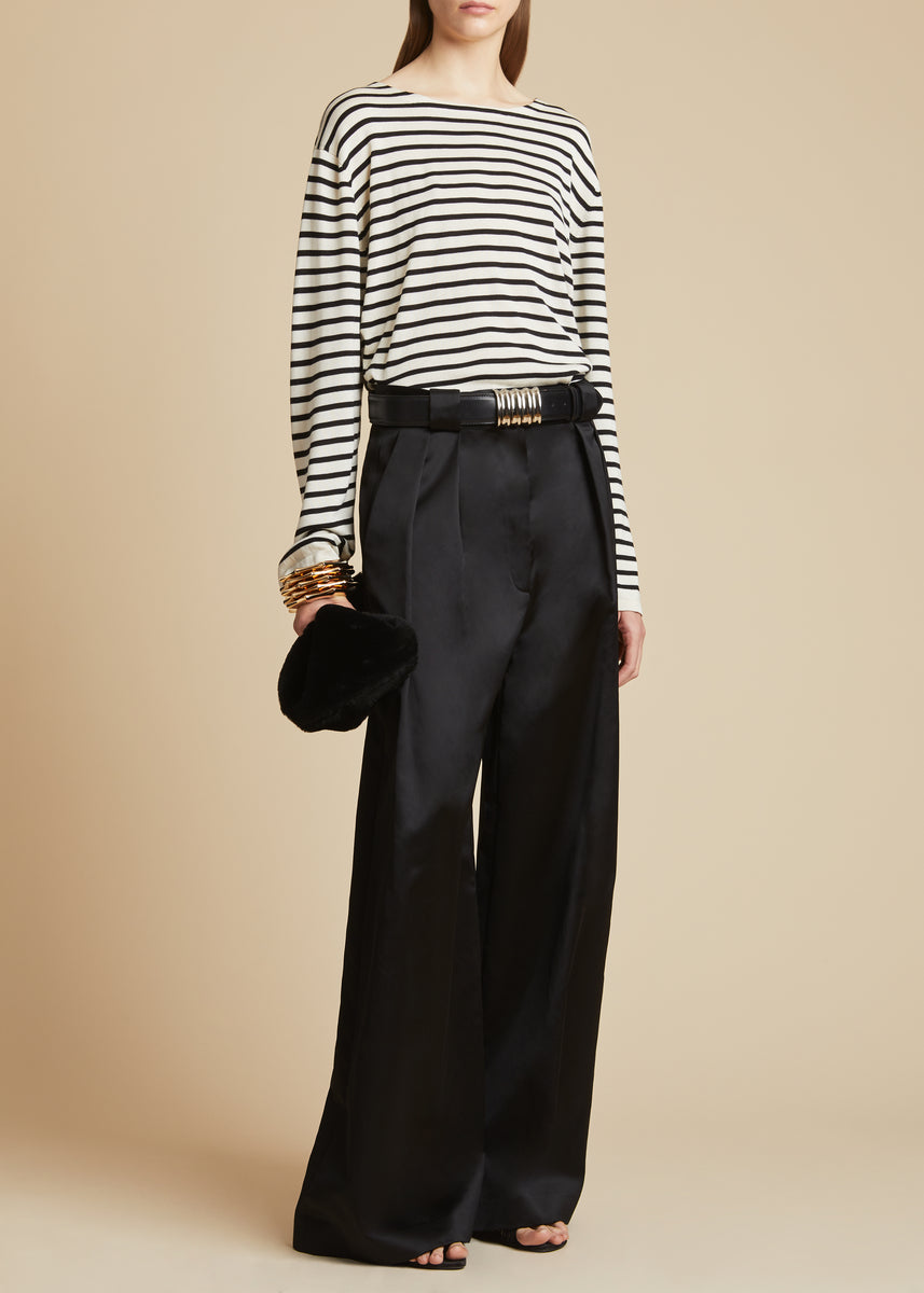 The Casey Top in Black and Ivory Stripe– KHAITE