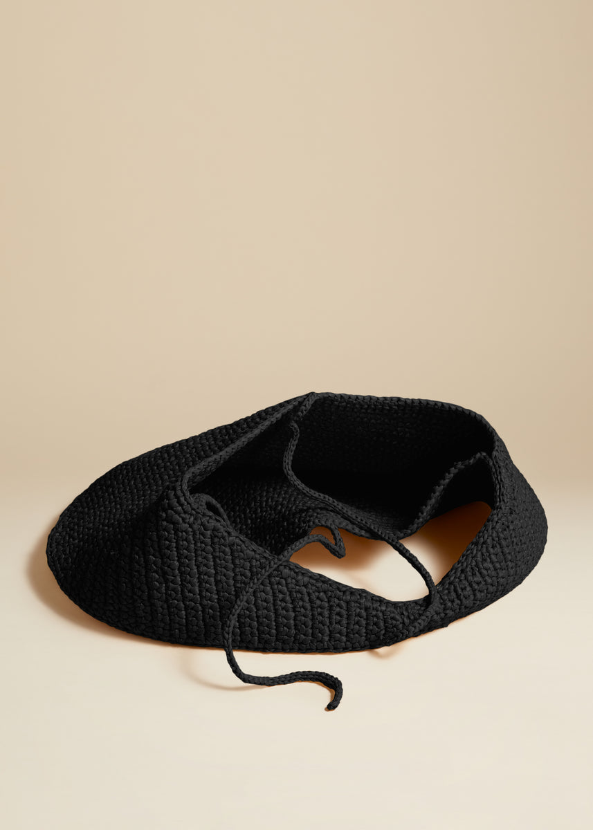 The Medium Olivia Hobo in Black Raffia– KHAITE