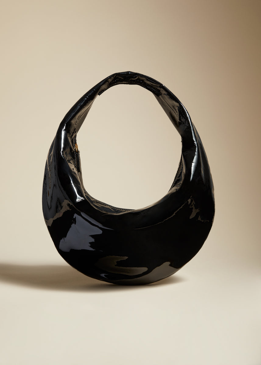 The Medium Olivia Hobo in Black Patent Leather– KHAITE