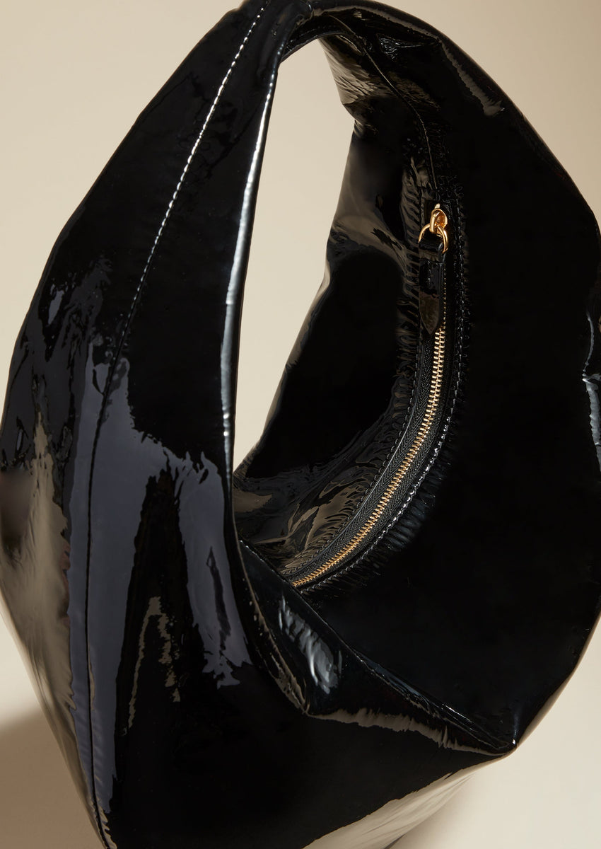 The Large Olivia Hobo in Black Leather - O/S / BLACK / 100%CALFSKIN