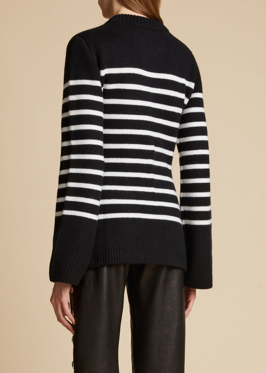 The Suzette Cardigan in Black and White Stripe