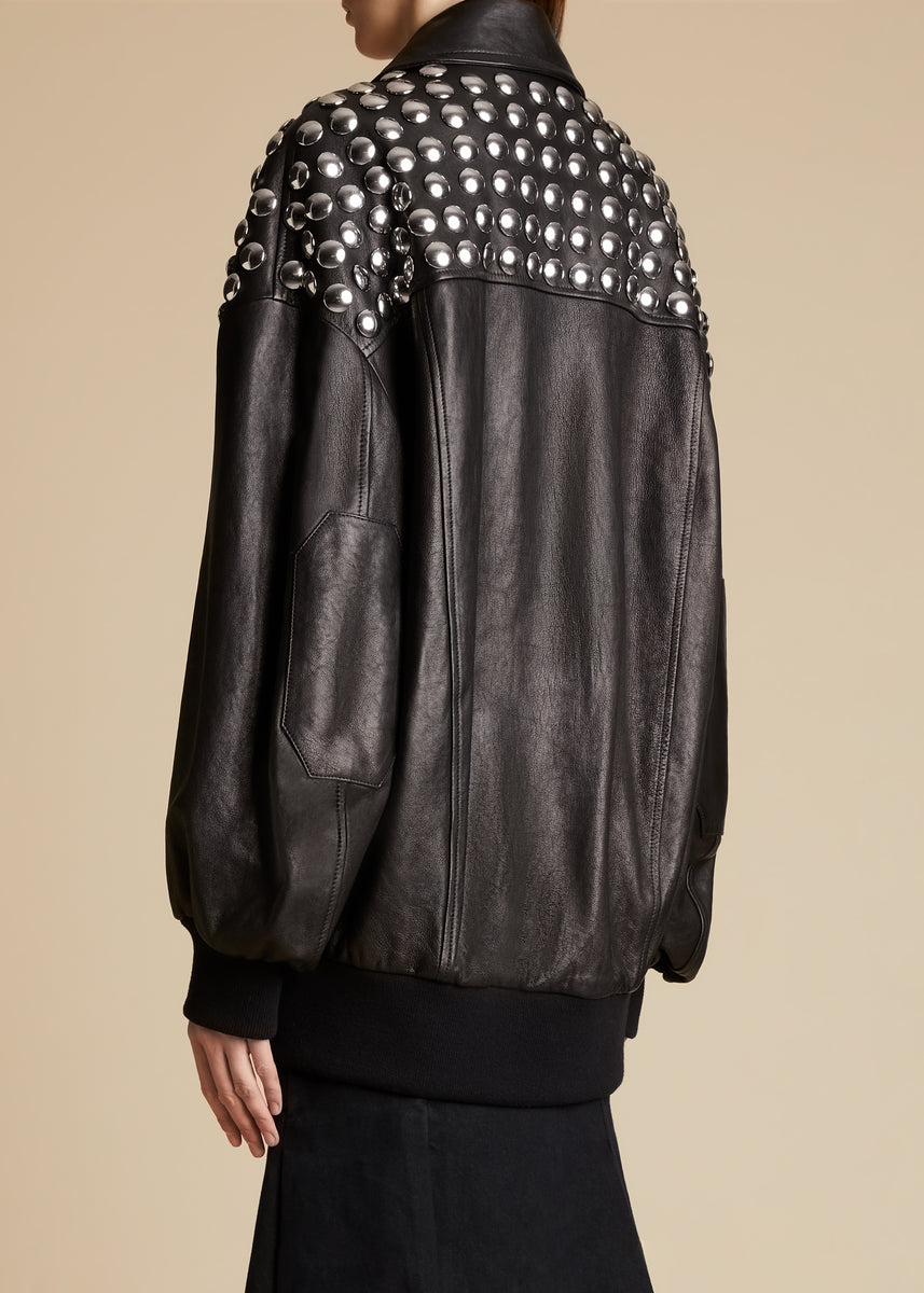 The Ziggy Jacket in Black Leather with Studs– KHAITE