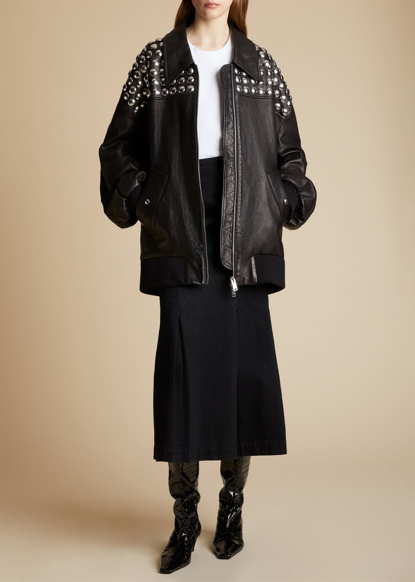 The Ziggy Jacket in Black Leather with Studs– KHAITE