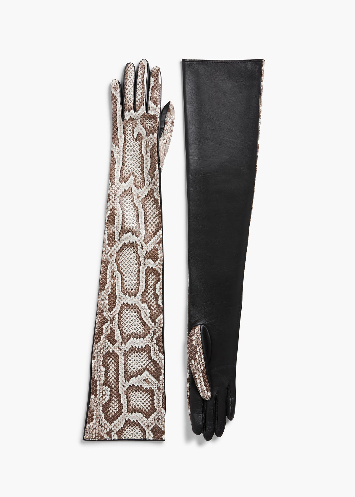 KHAITE  - Remo Long Gloves in Natural Python