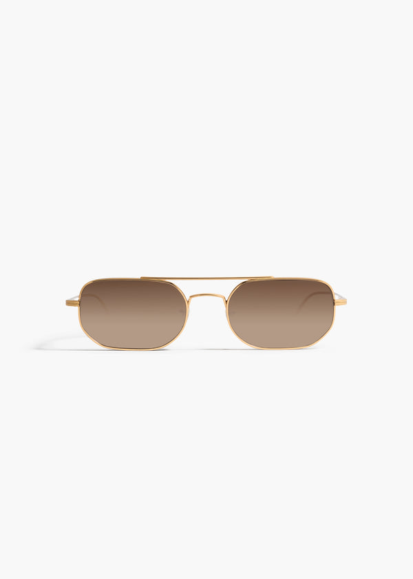 KHAITE x Oliver Peoples 1989C in Gold and Dark Brown FRONT VIEW