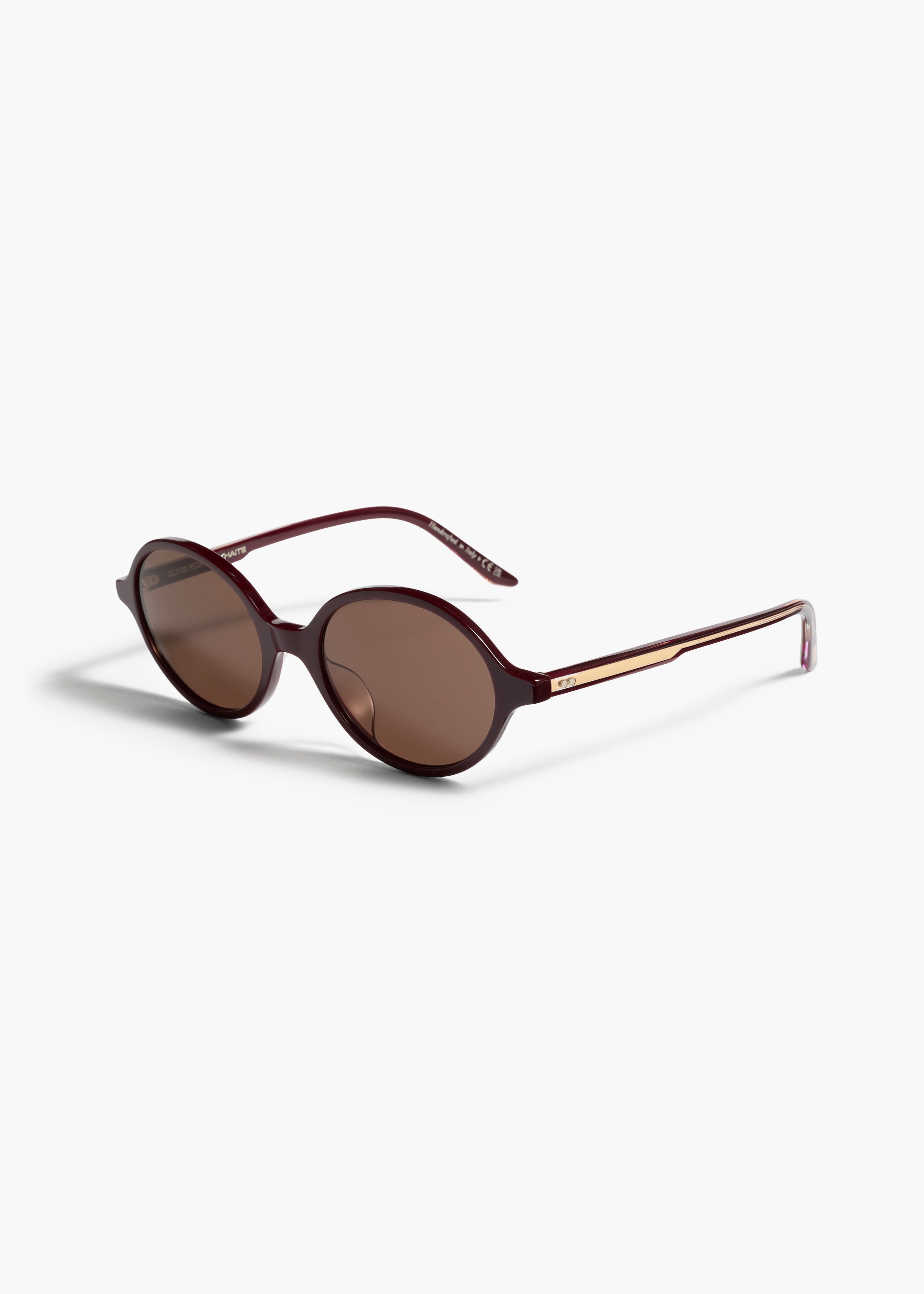 KHAITE x Oliver Peoples 2000C in Burgundy and Brown QUARTER VIEW